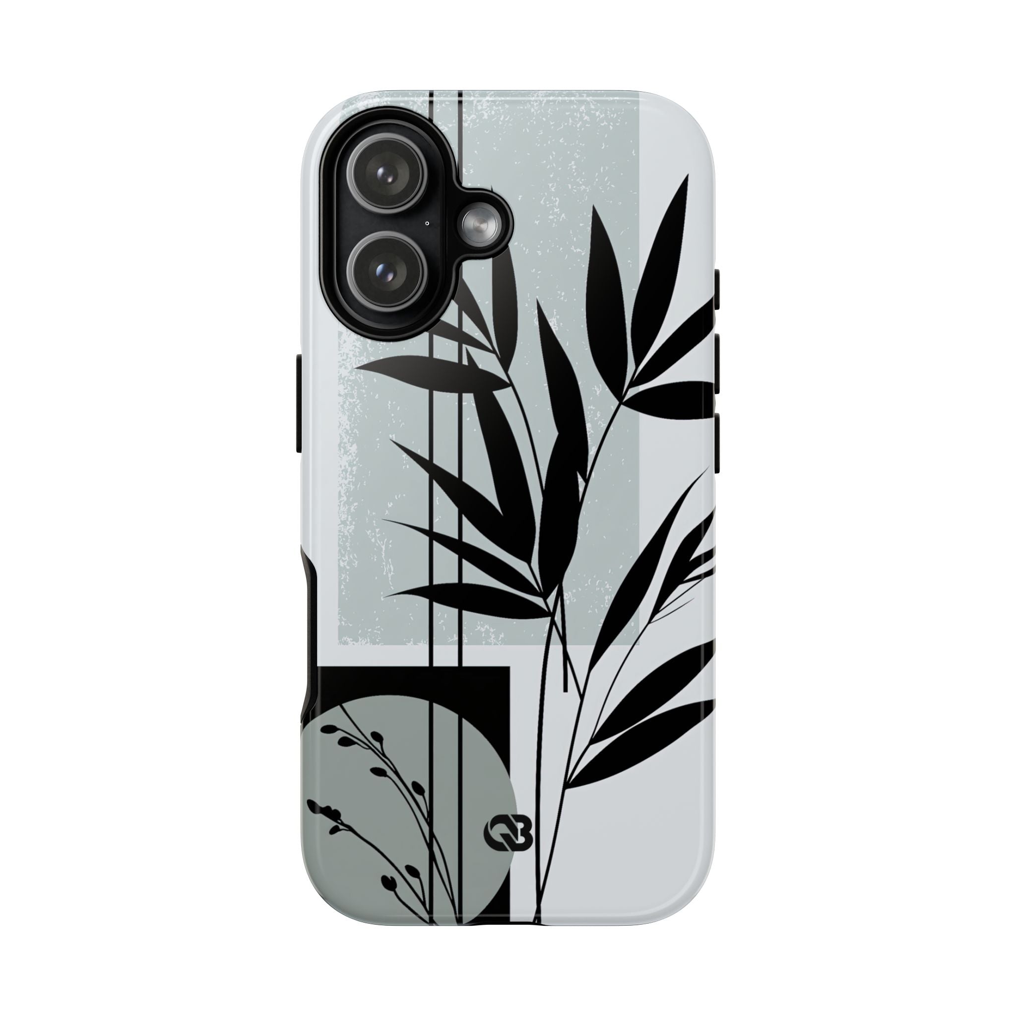 Grey Tough Phone Case for iPhone - Sage Bamboo Noir