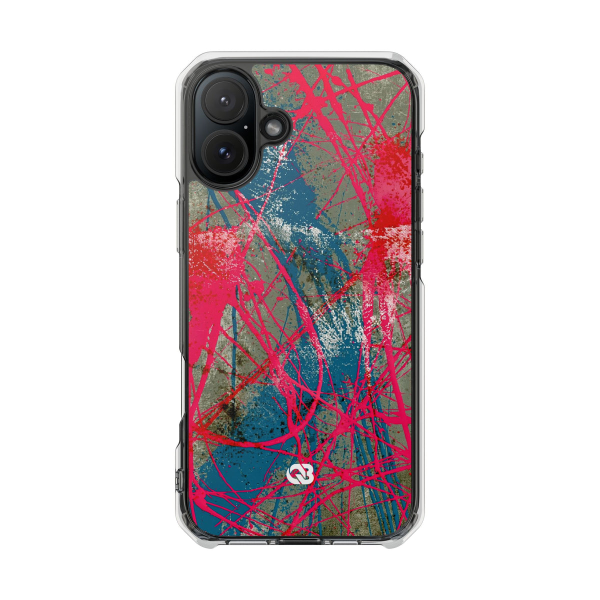 Neon Static Drip · Clear Impact Magnetic Phone Case for iPhone · Pink
