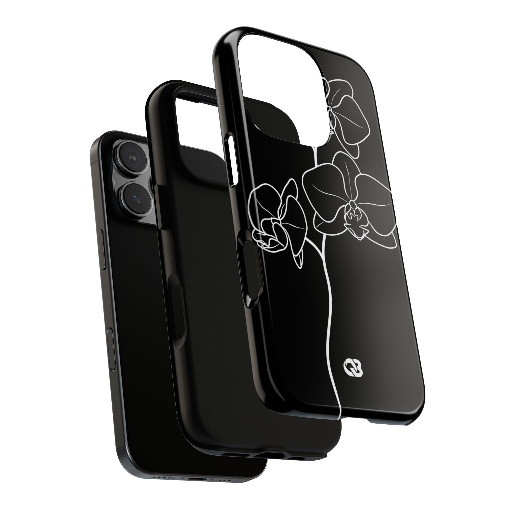Black Tough Phone Case for iPhone - Noir Alabaster Orchid