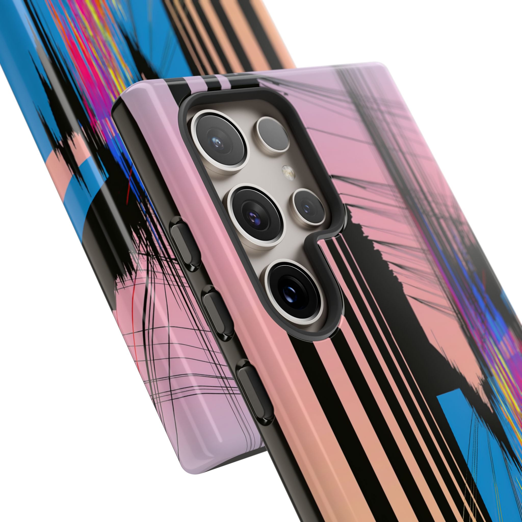 Blue Tough Phone Case for Samsung - Fractured Data Skyline