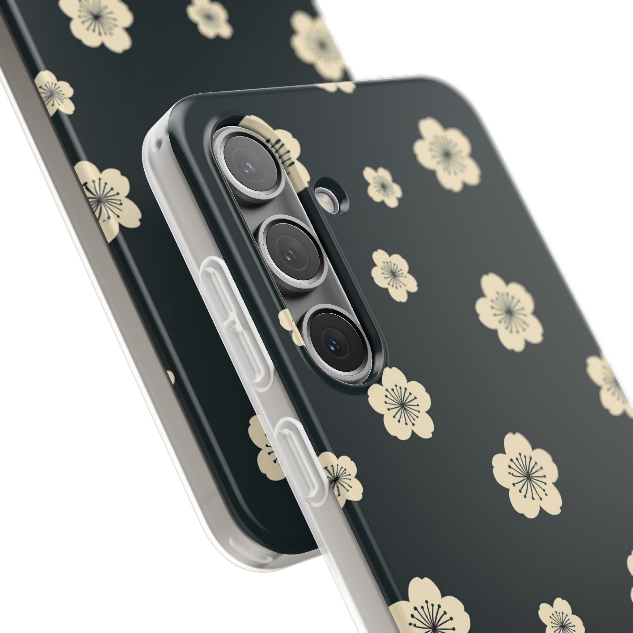 Teal Lite Phone Case for Samsung - Obsidian Cream Petals