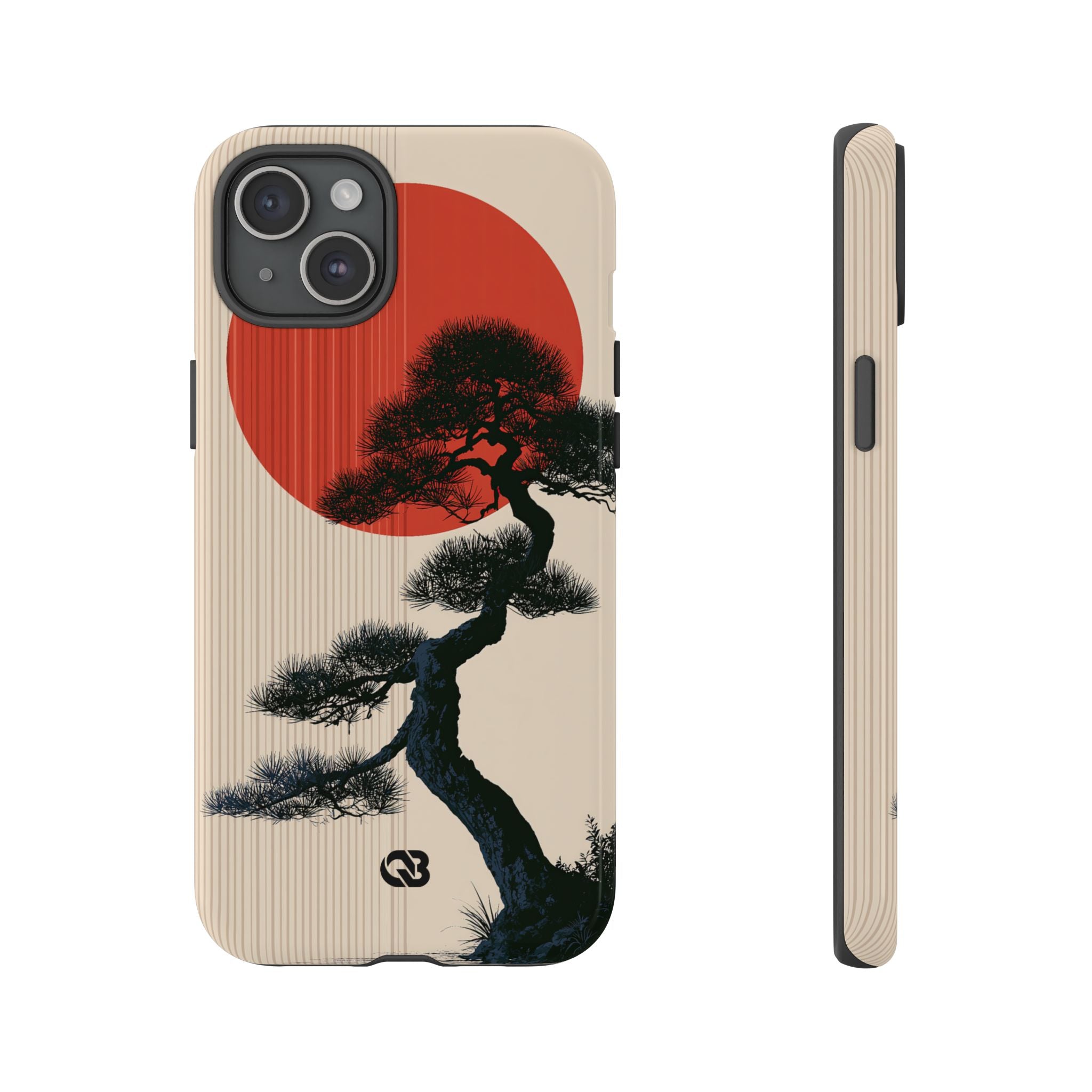 Beige Tough Phone Case for iPhone - Kyoto Crimson Pine