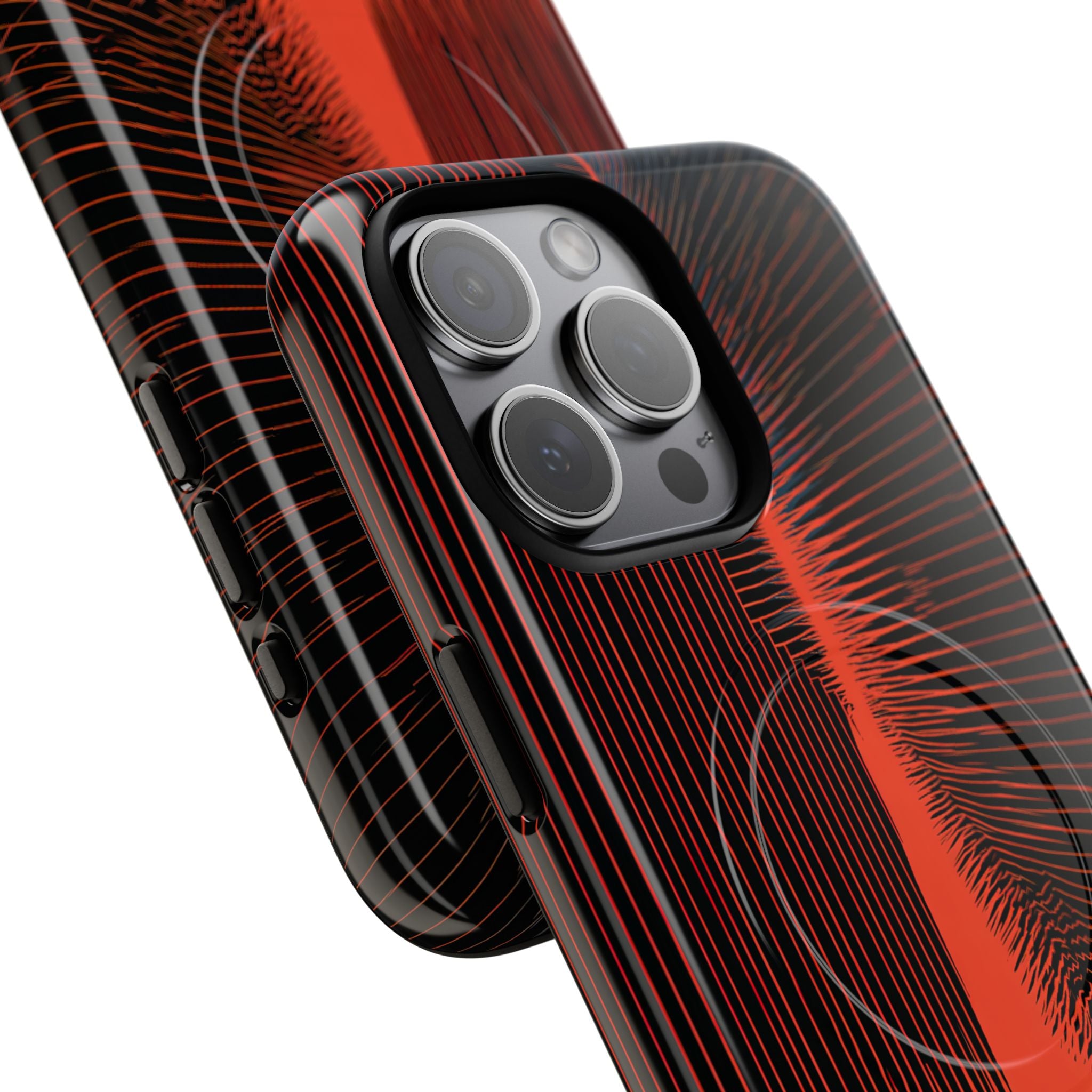 Red Tough 2.0 Magsafe Phone Case for iPhone - Crimson Frequency Pulse