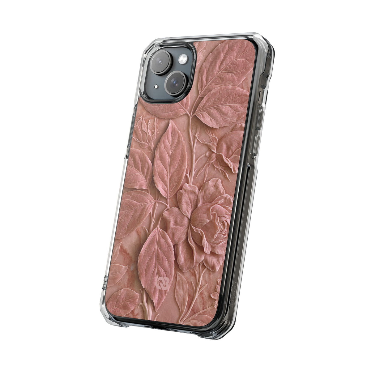 Blush Rose Relief · Clear Impact Magnetic Phone Case for iPhone · Pink