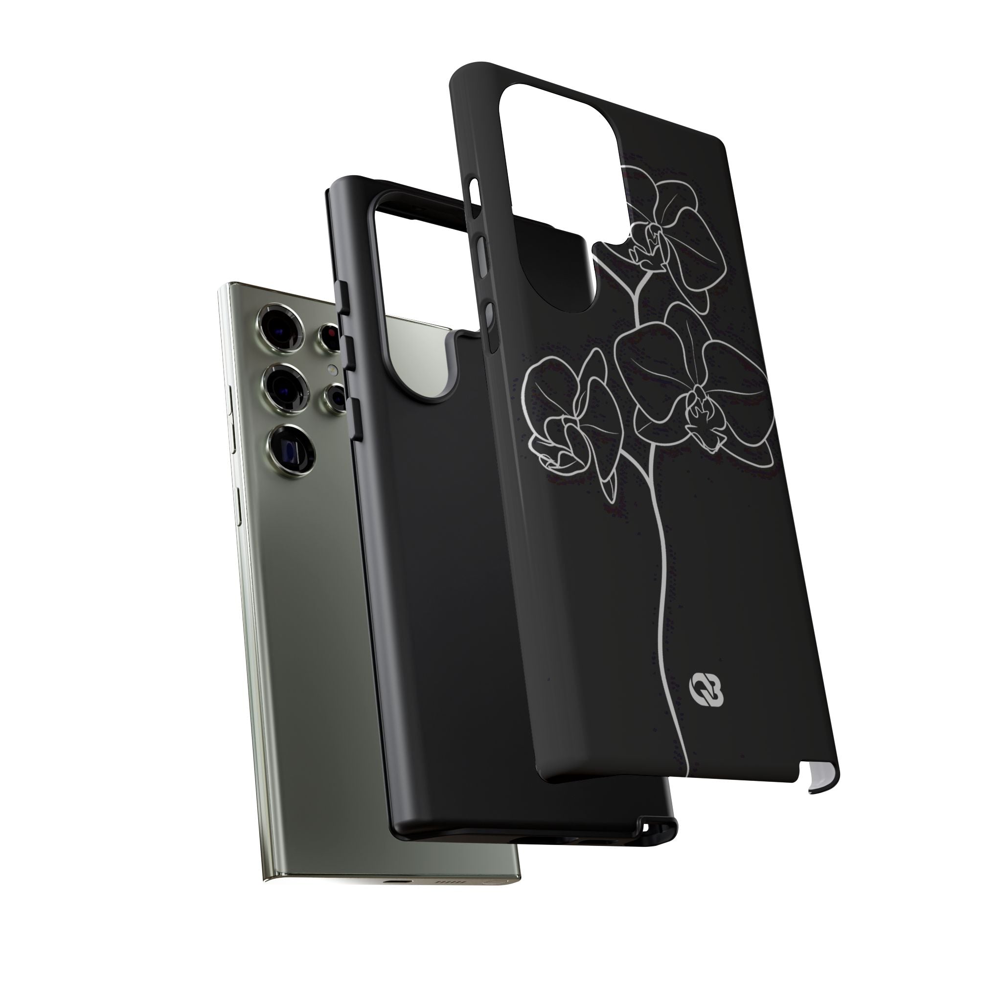 Black Tough Phone Case for Samsung - Noir Alabaster Orchid