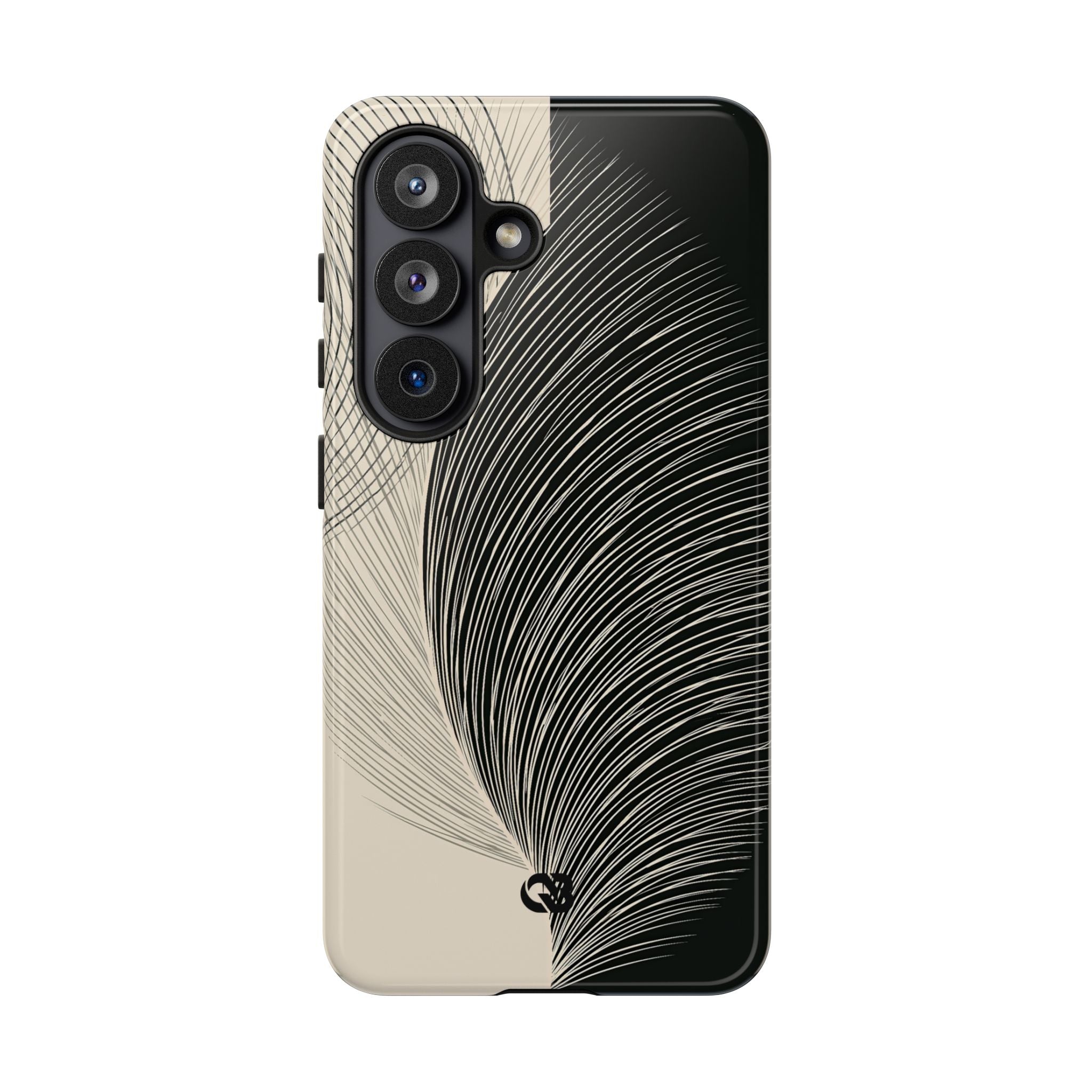 Beige Tough Phone Case for Samsung - Obsidian Cream Plume