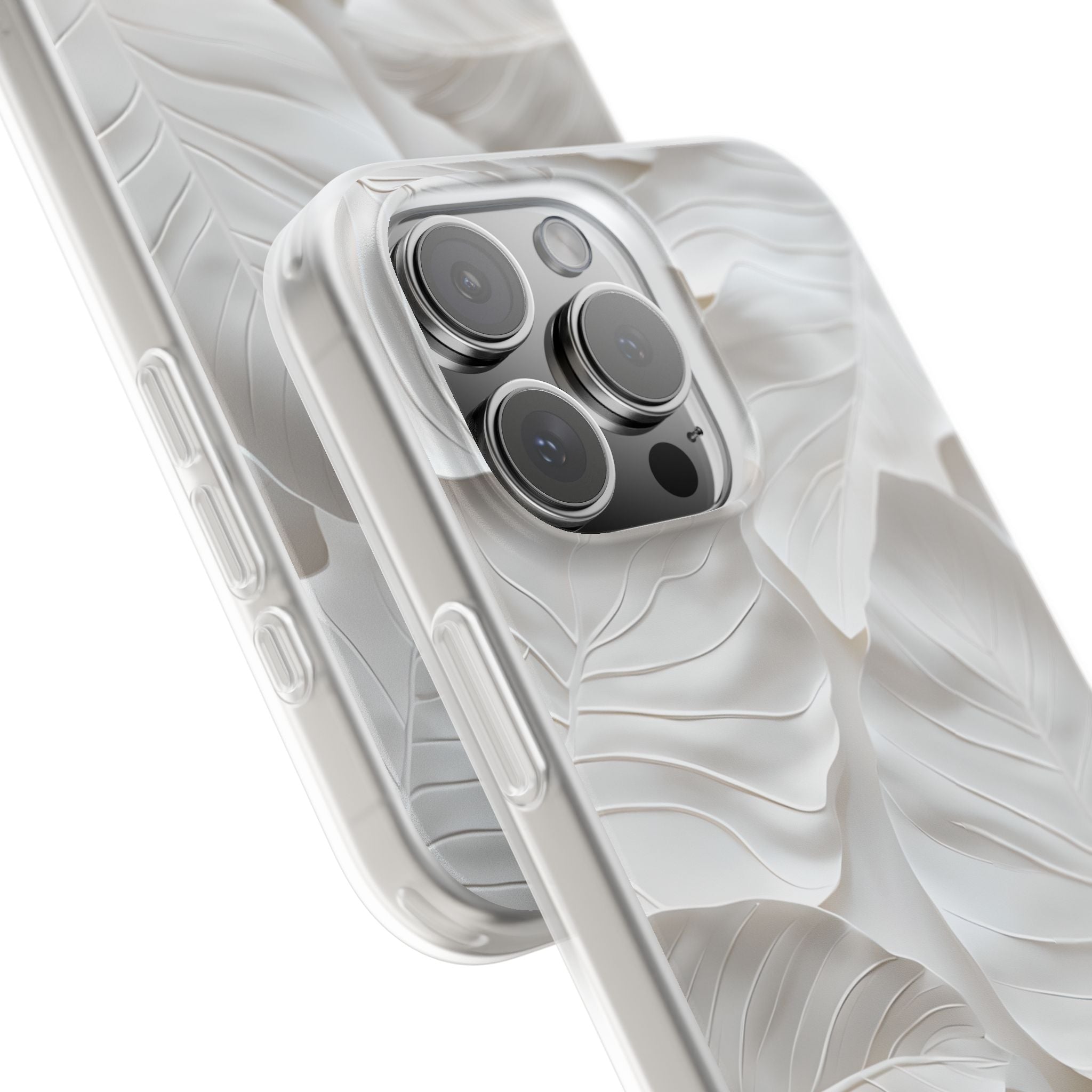 Sculpted Ivory Leaves · Soft Phone Case for iPhone
