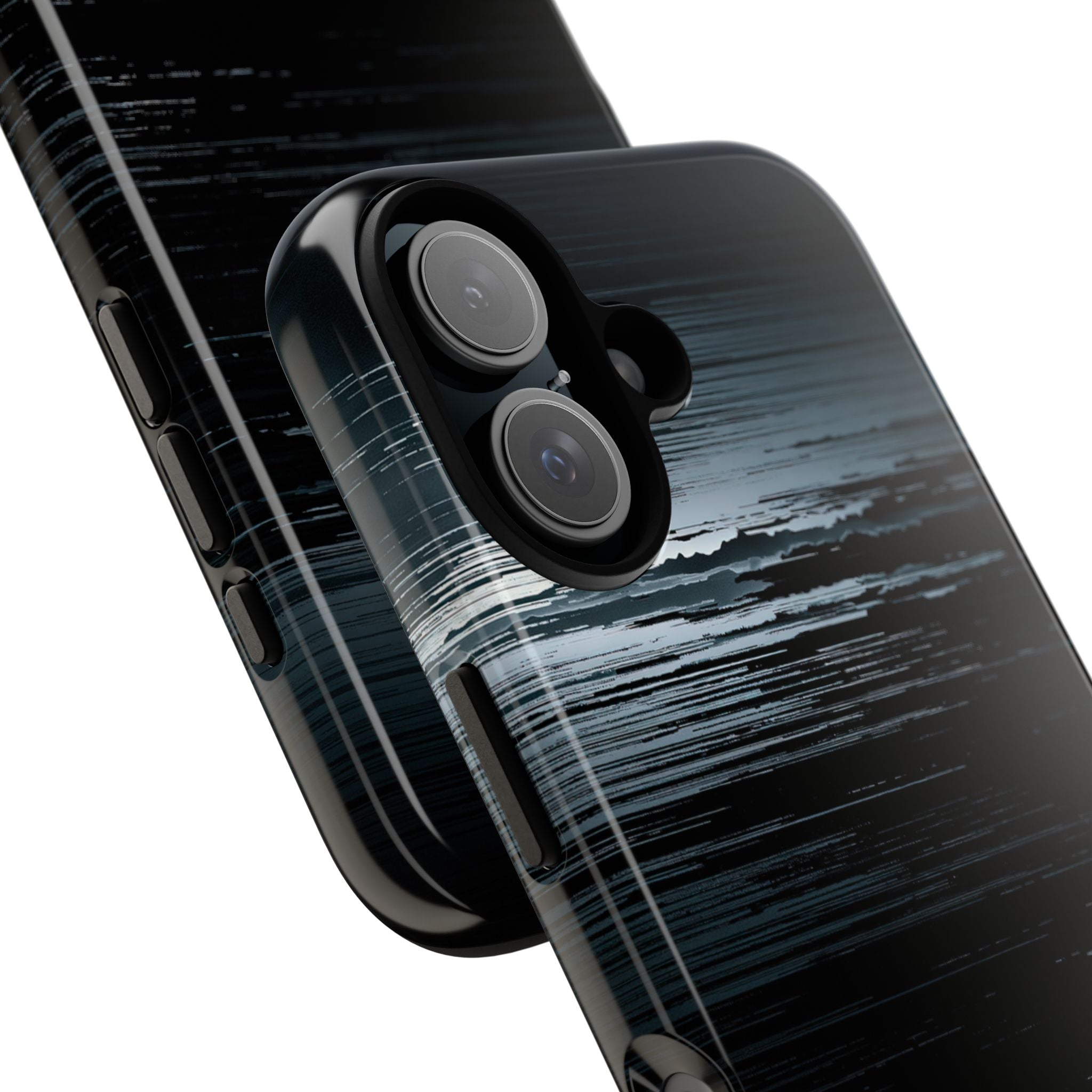 Black Tough Phone Case for iPhone - Frozen Signal Glitch