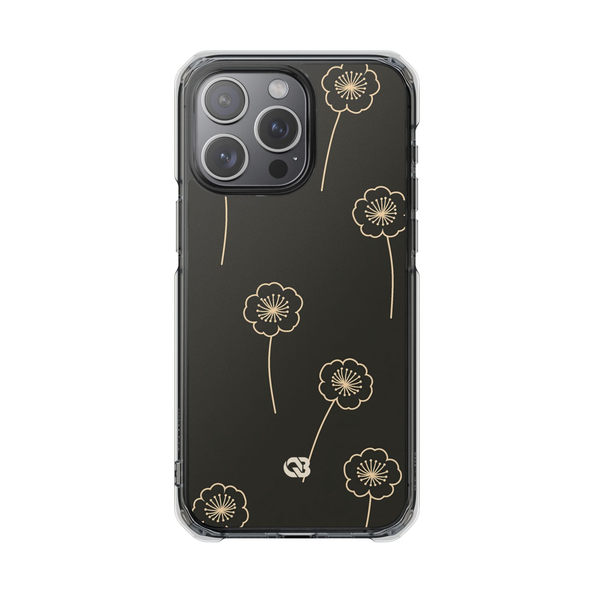 Black Impact MagSafe Phone Case for iPhone - Obsidian Sand Petals