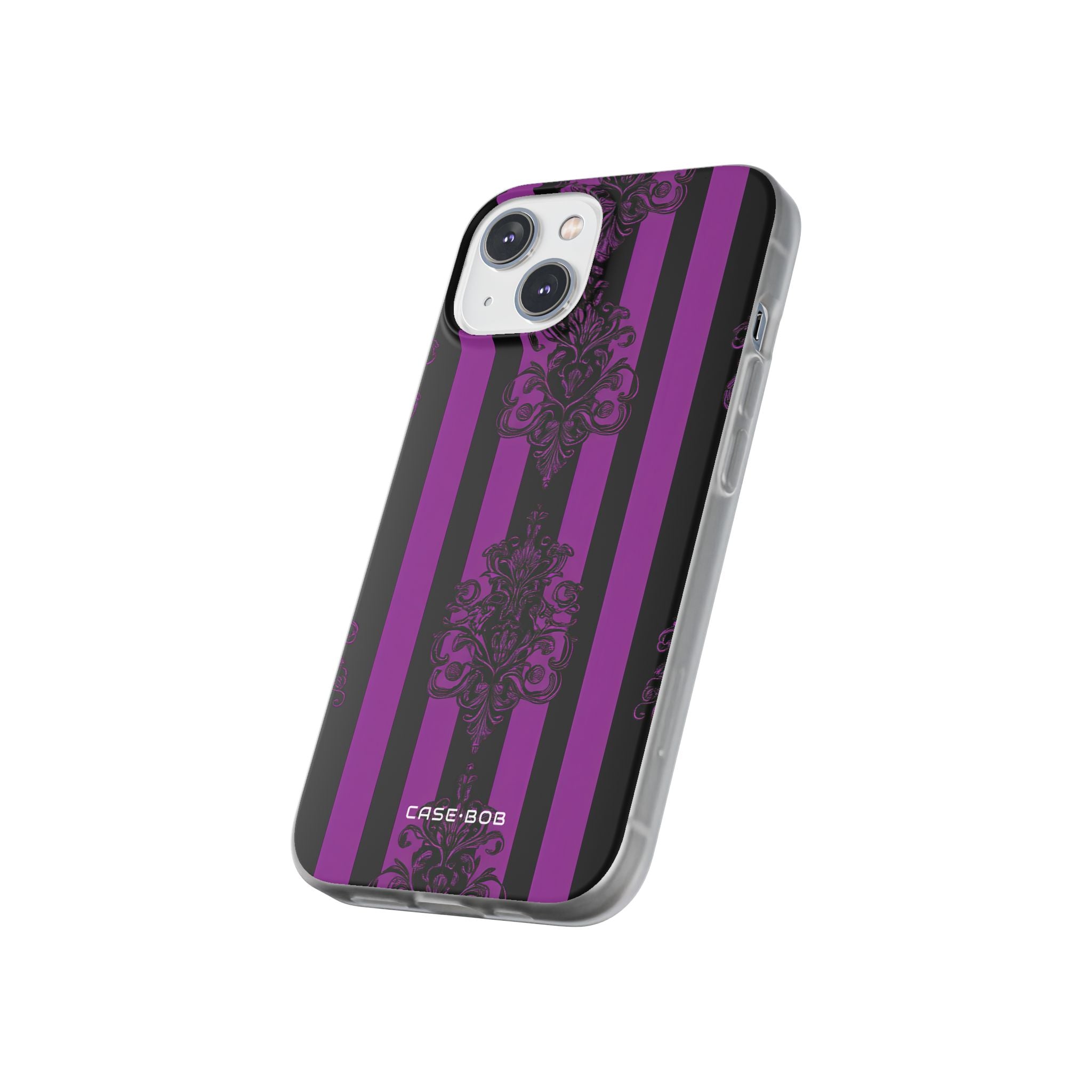 Damask Elegance Lilla iPhone 14 Cover - Blød