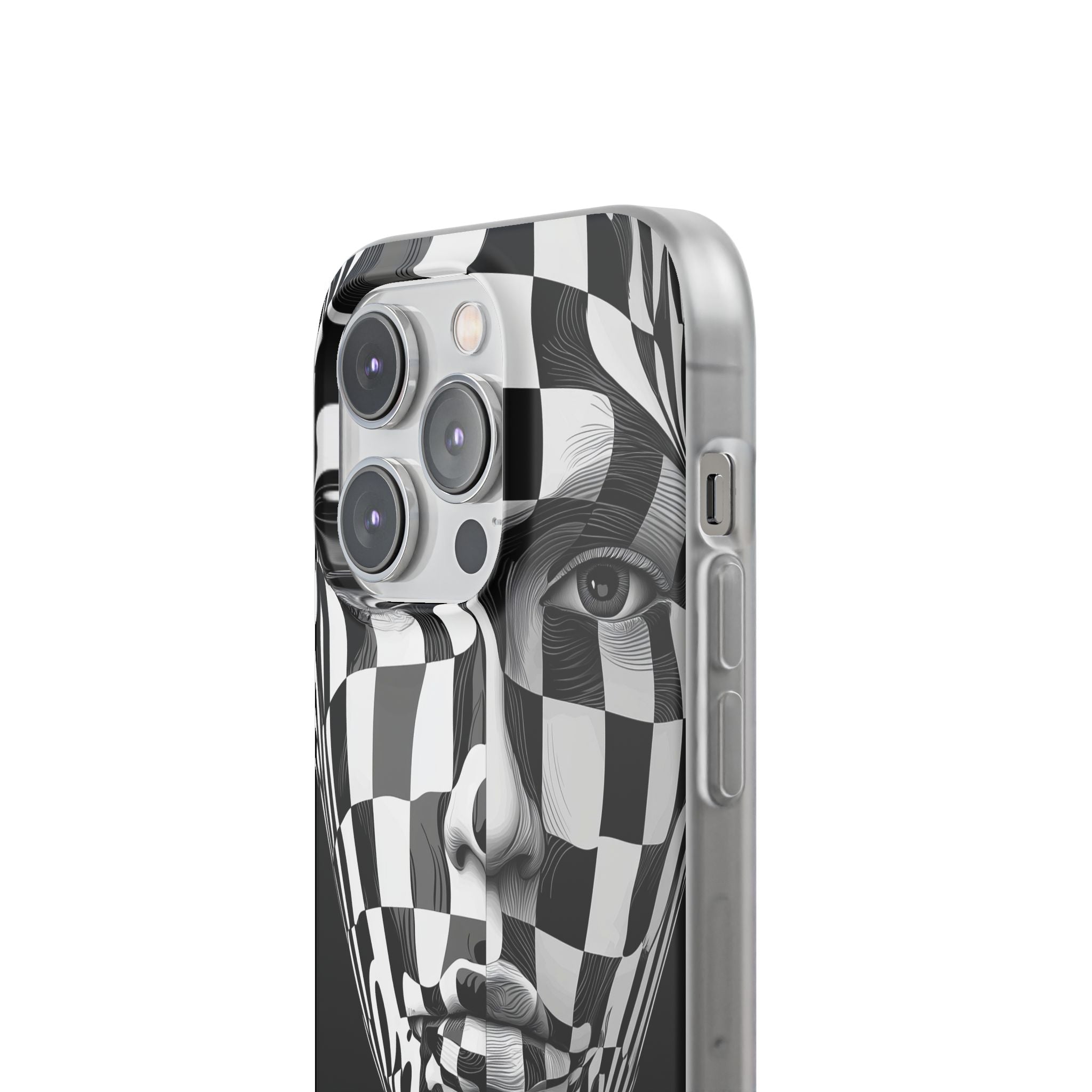 Checkered Face iPhone 14 Pro Skal - Mjuk