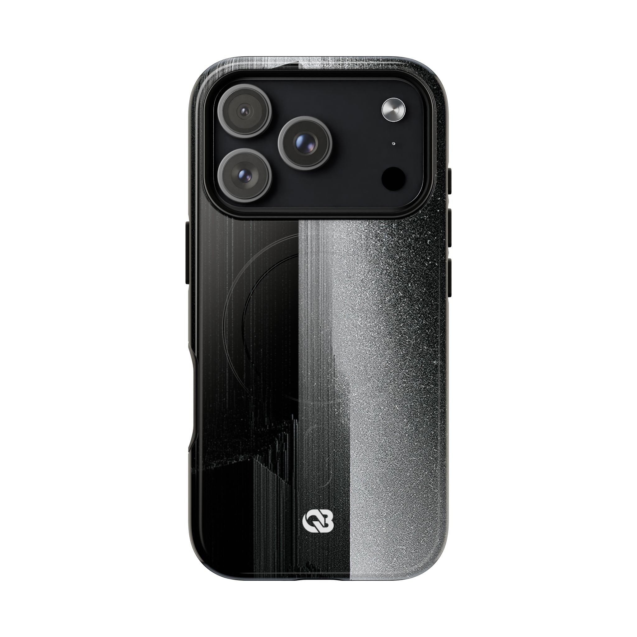 Black Tough 2.0 Magsafe Phone Case for iPhone - Brutalist Pixel Monolith