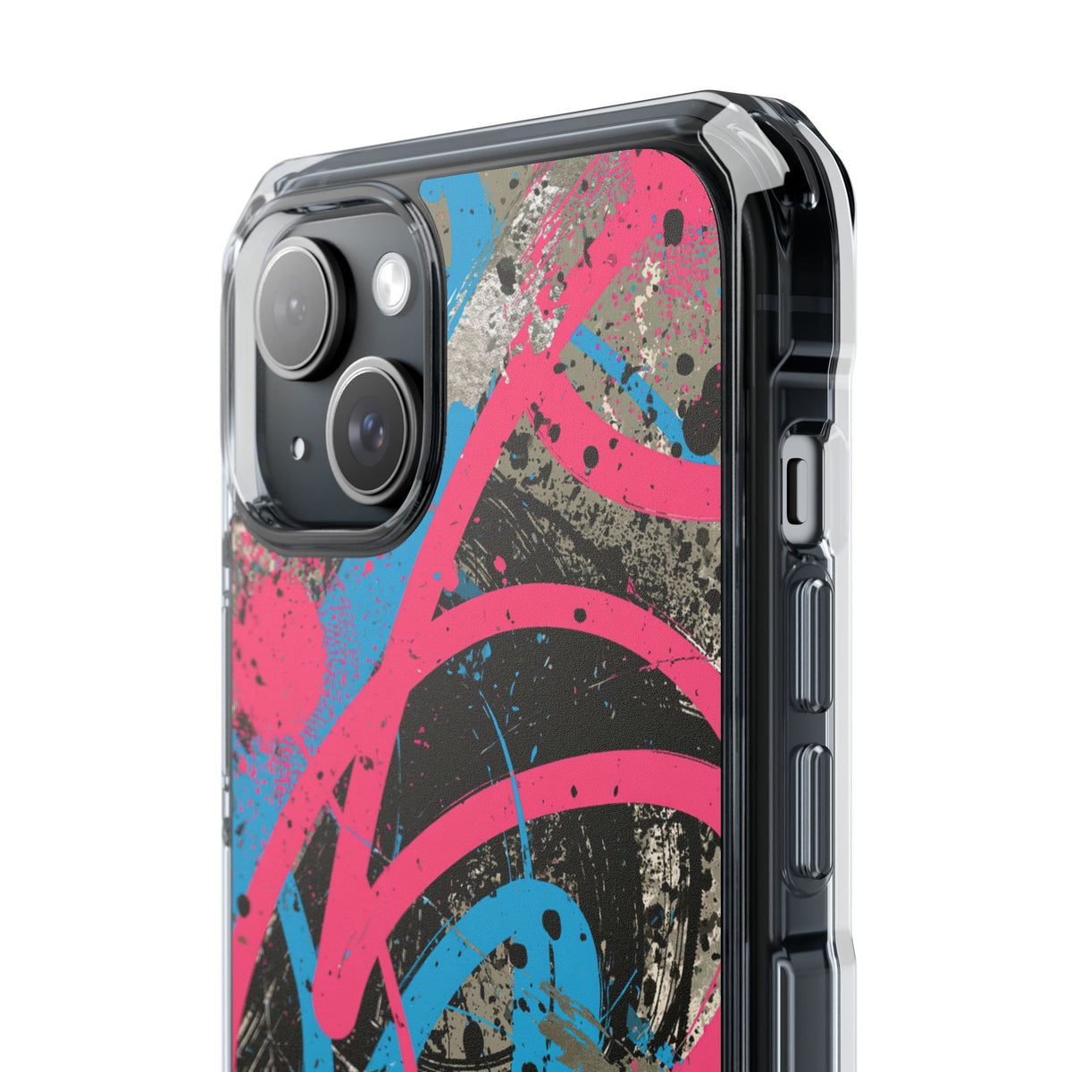 Cyber Splatter Flow · Clear Impact Magnetic Phone Case for iPhone · Pink