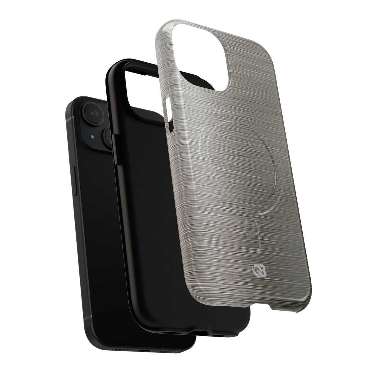 Grey Tough 2.0 Magsafe Phone Case for iPhone - Brushed Industrial Steel