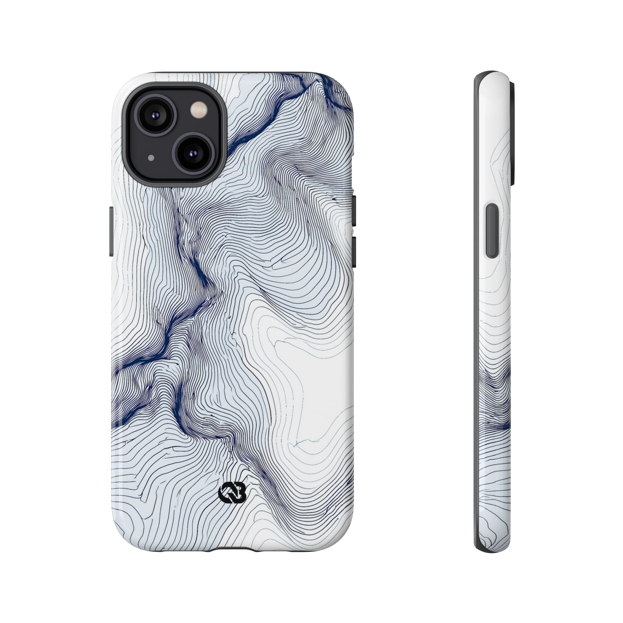 White Tough Phone Case for iPhone - Nordic Ridge Topo