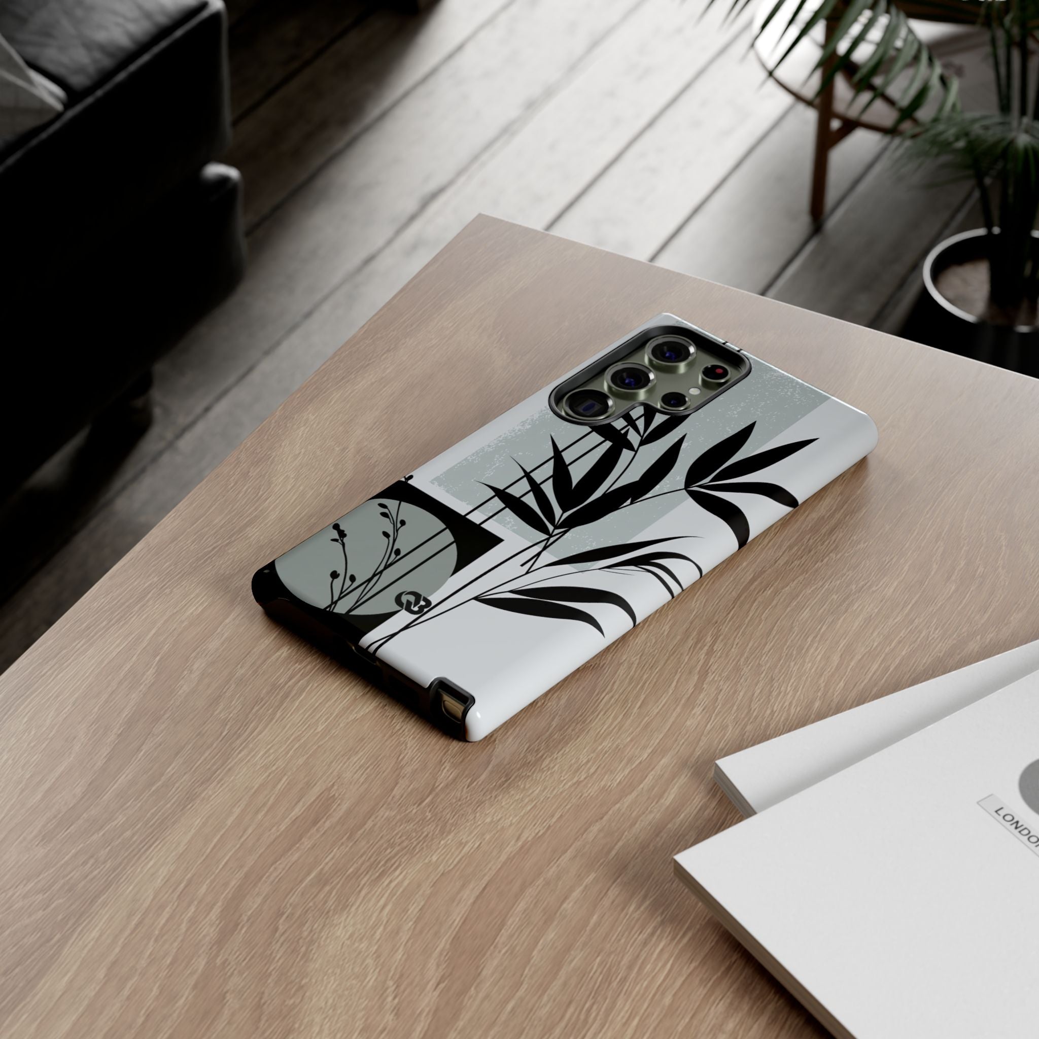 Grey Tough Phone Case for Samsung - Sage Bamboo Noir