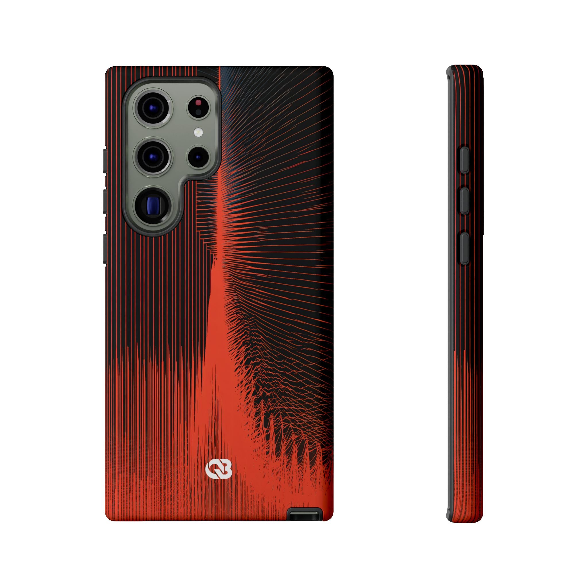 Red Tough Phone Case for Samsung - Crimson Frequency Pulse