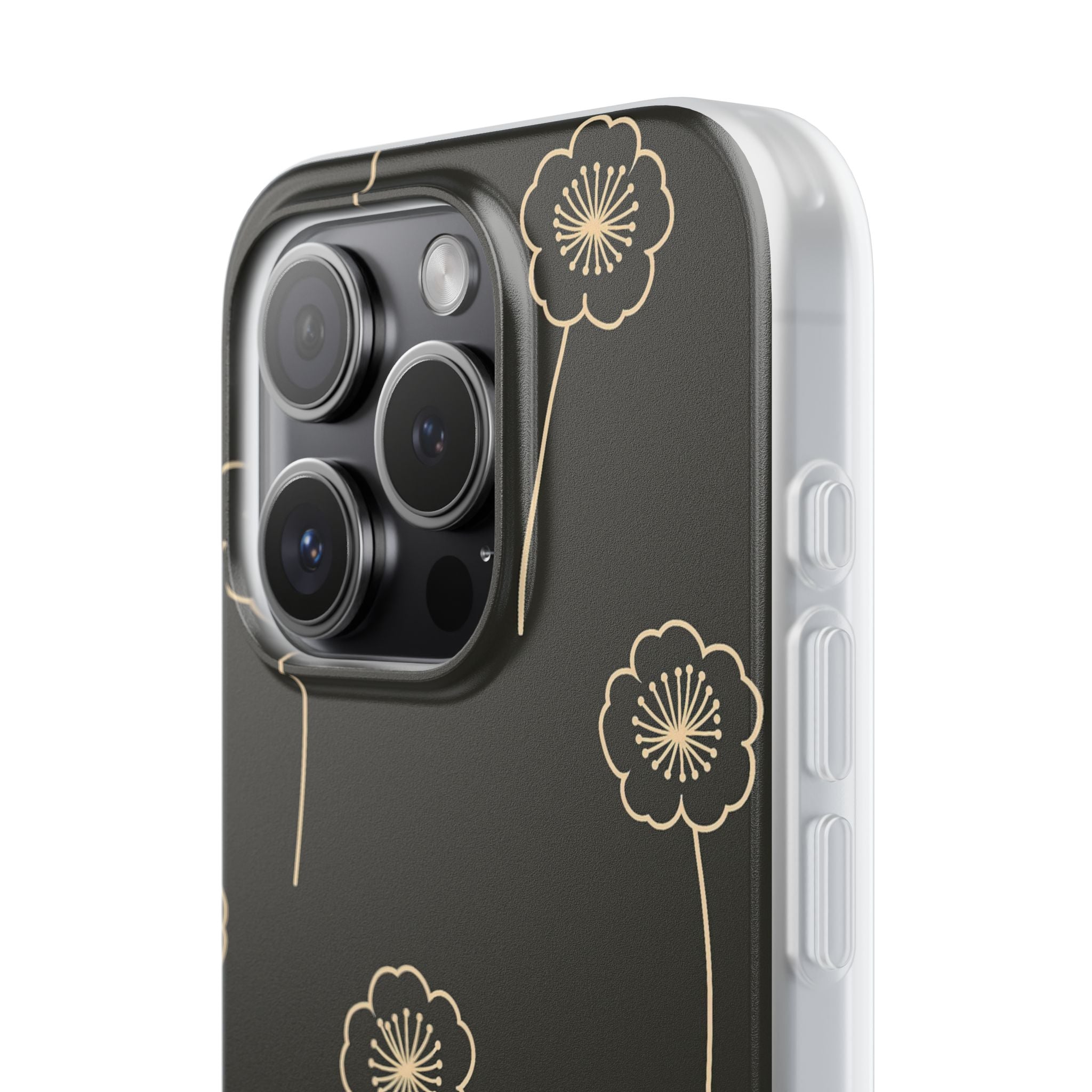 Black Lite Phone Case for iPhone - Obsidian Sand Petals