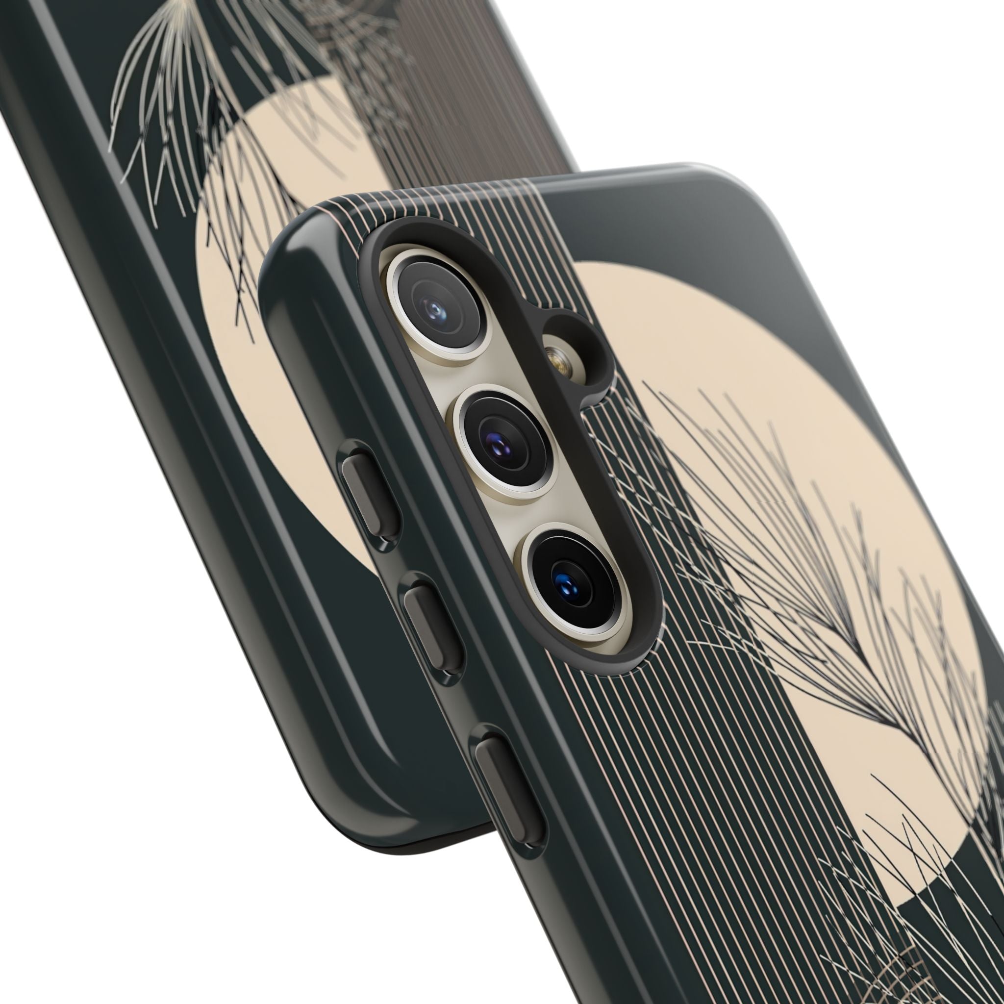 Black Tough Phone Case for Samsung - Obsidian Sand Willow