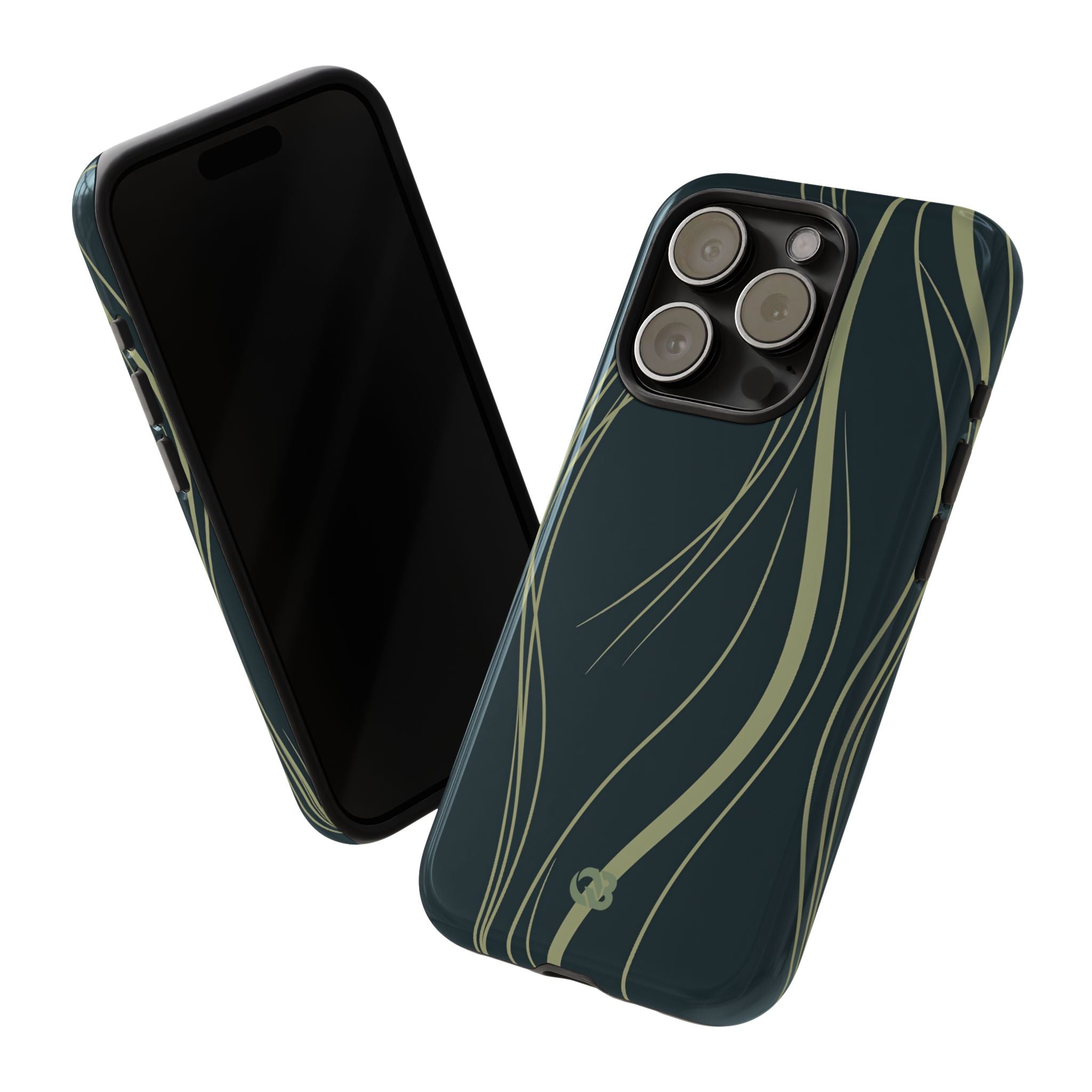 Green Tough Phone Case for iPhone - Obsidian Sage Flow
