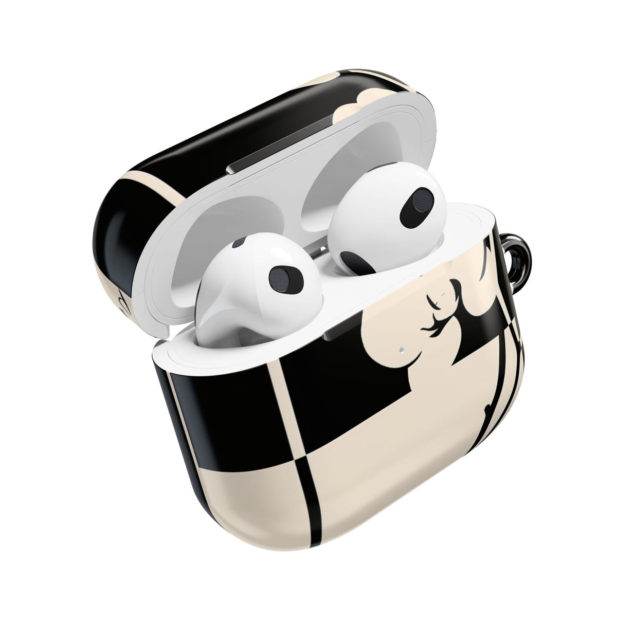 Geometric Orchid Bloom · Hard Case for AirPods & AirPods Pro · Black