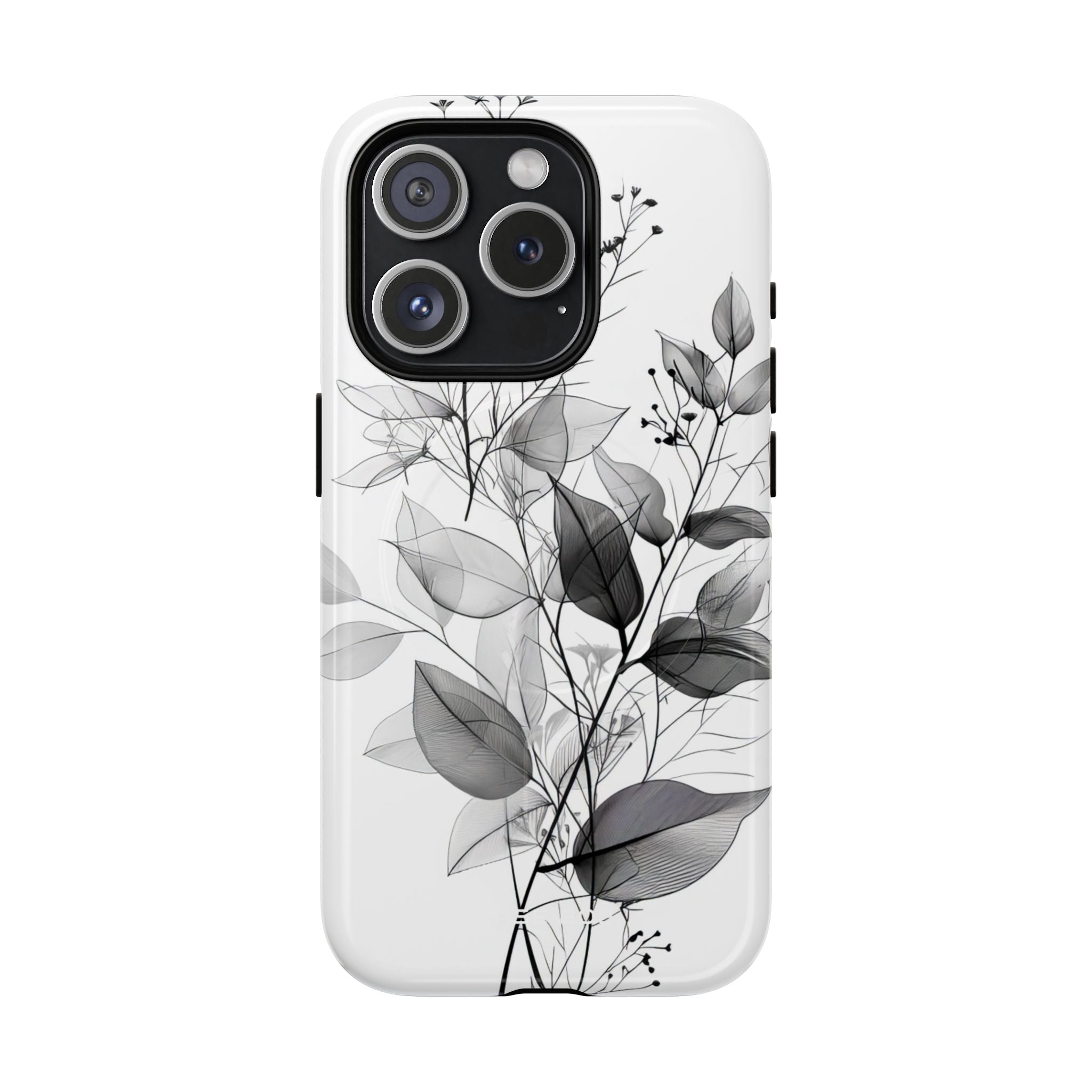 Veined Leaves Gray iPhone 15 Pro Case - Tough+
