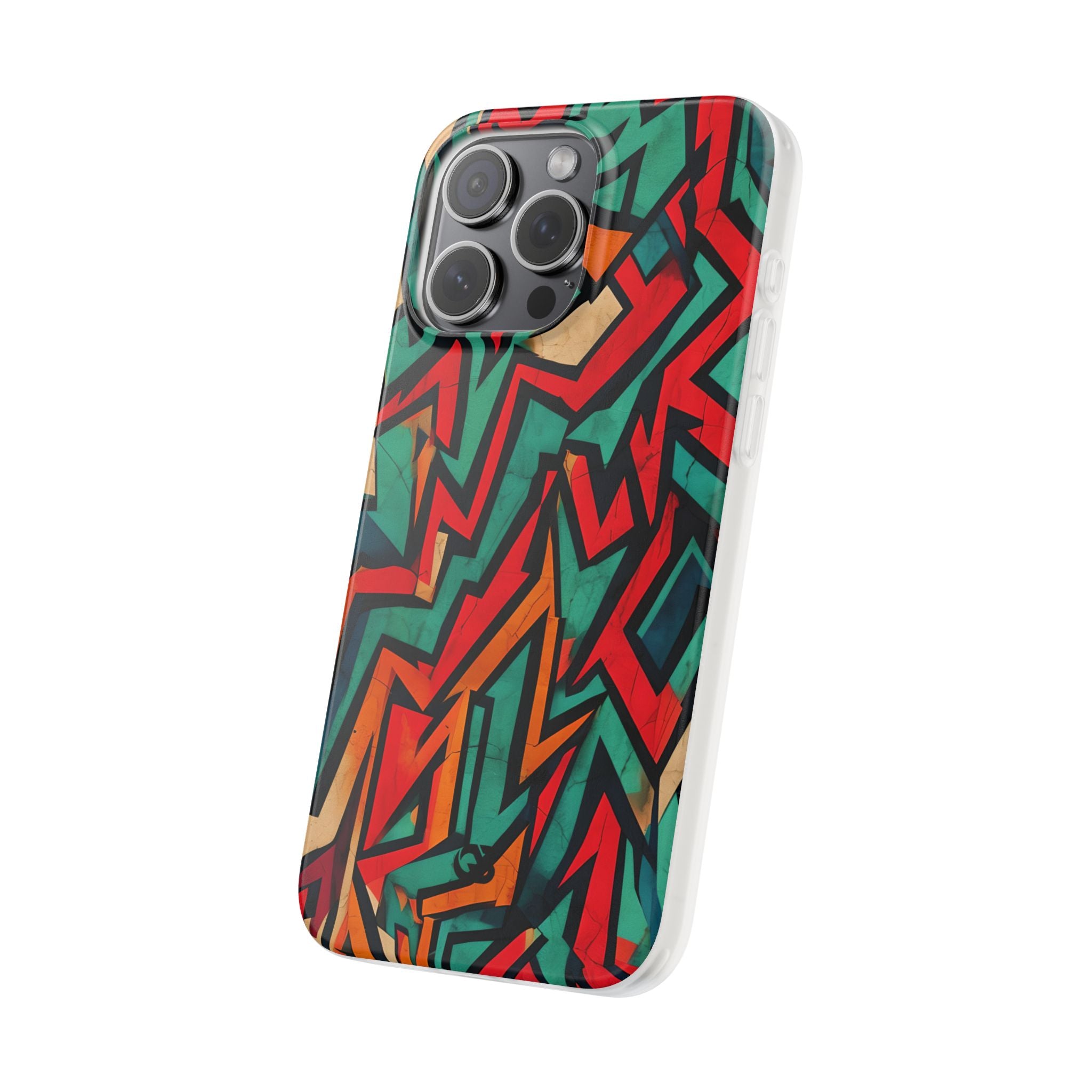 Jagged Teal Static · Soft Phone Case for iPhone