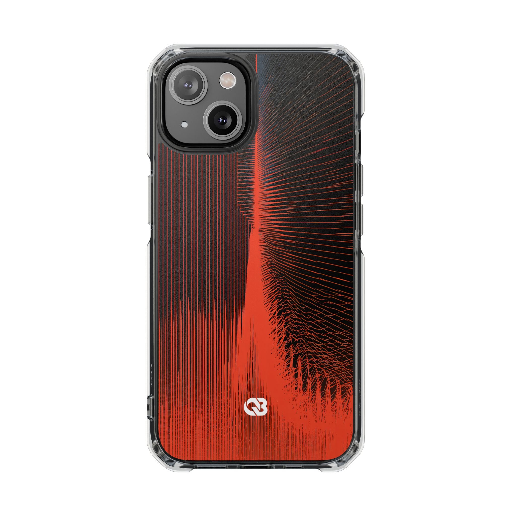Red Impact MagSafe Phone Case for iPhone - Crimson Frequency Pulse