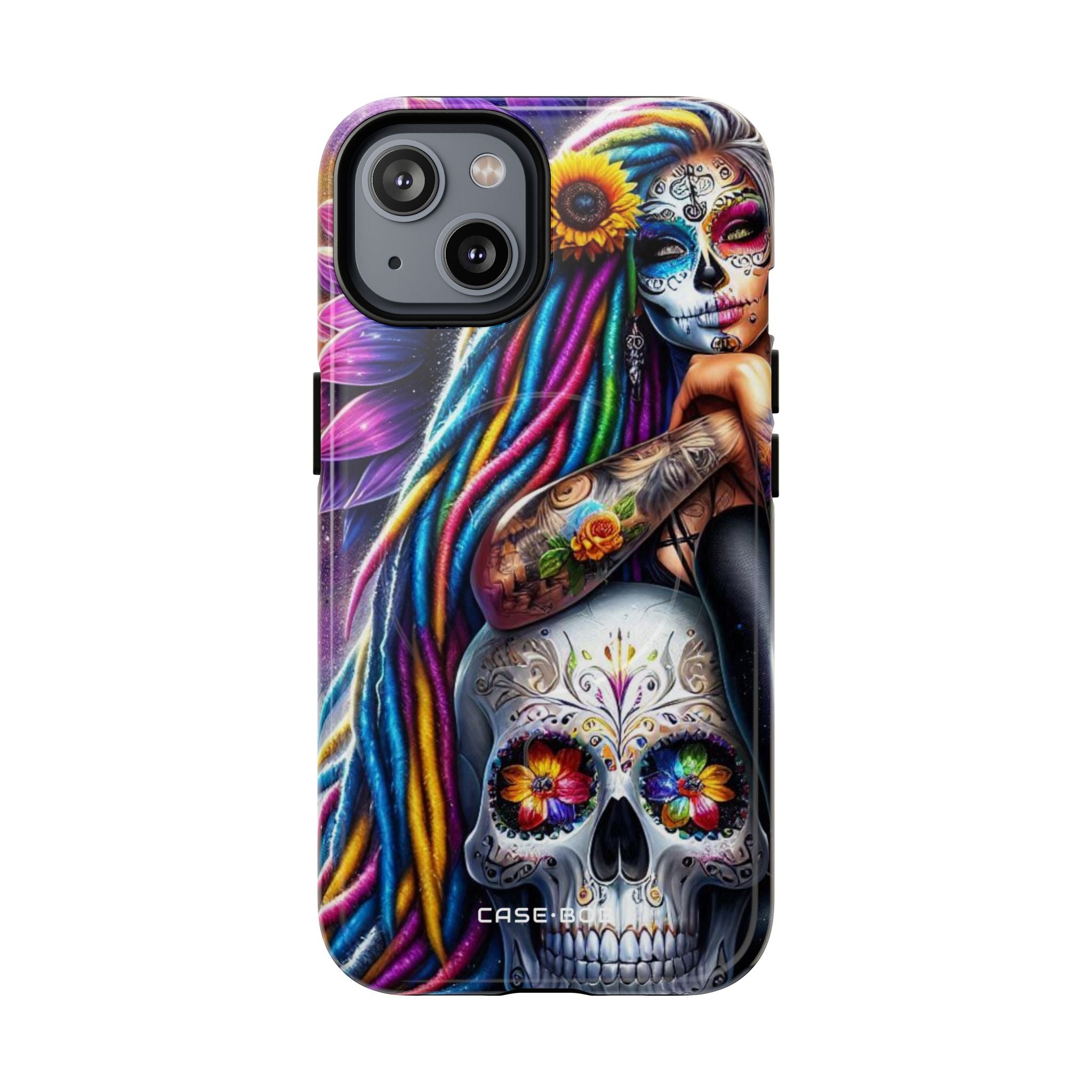 Sonnenblume Totenkopf Glow iPhone 14 Case - Tough+