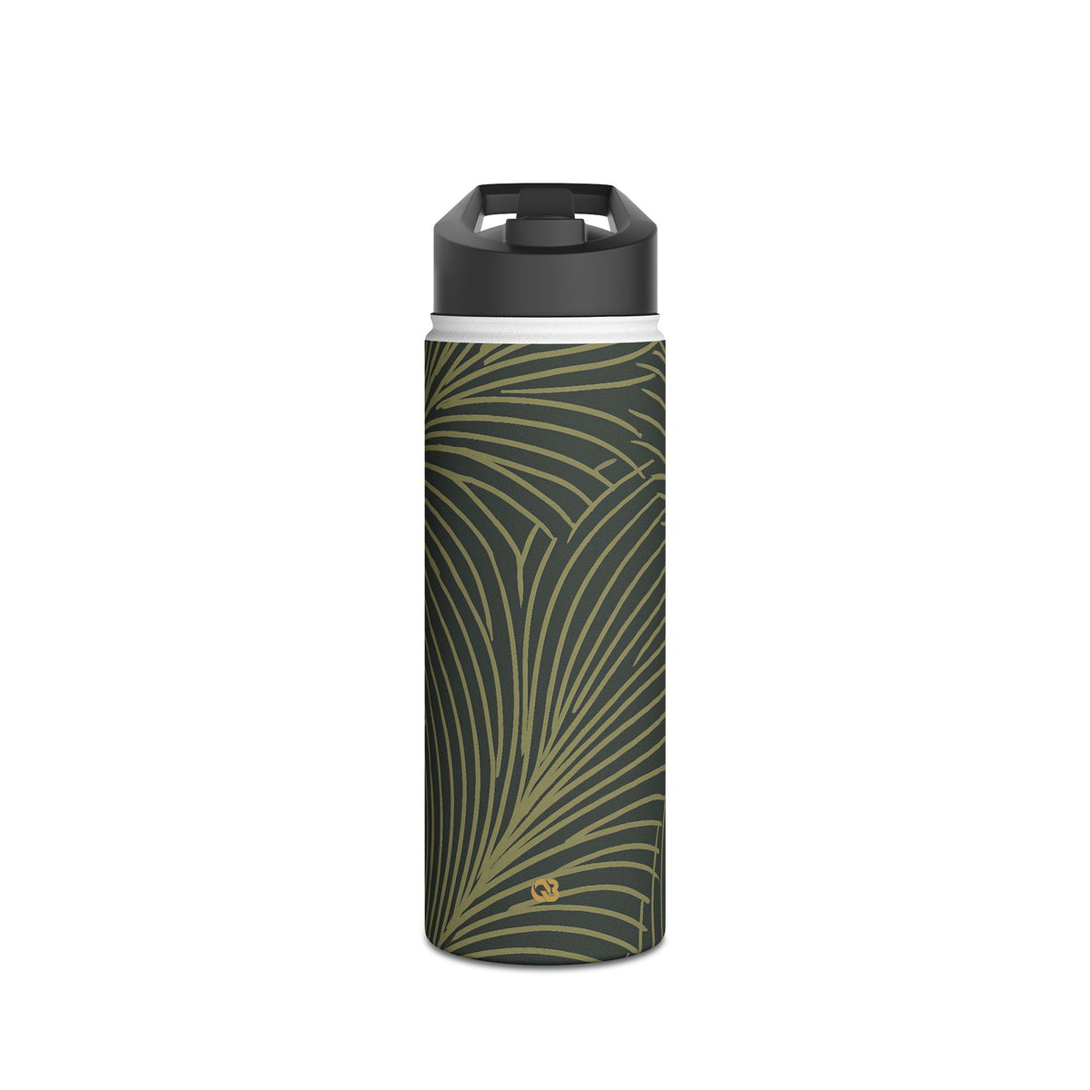 Midnight Palm Frond · Insulated Water Bottle · Green