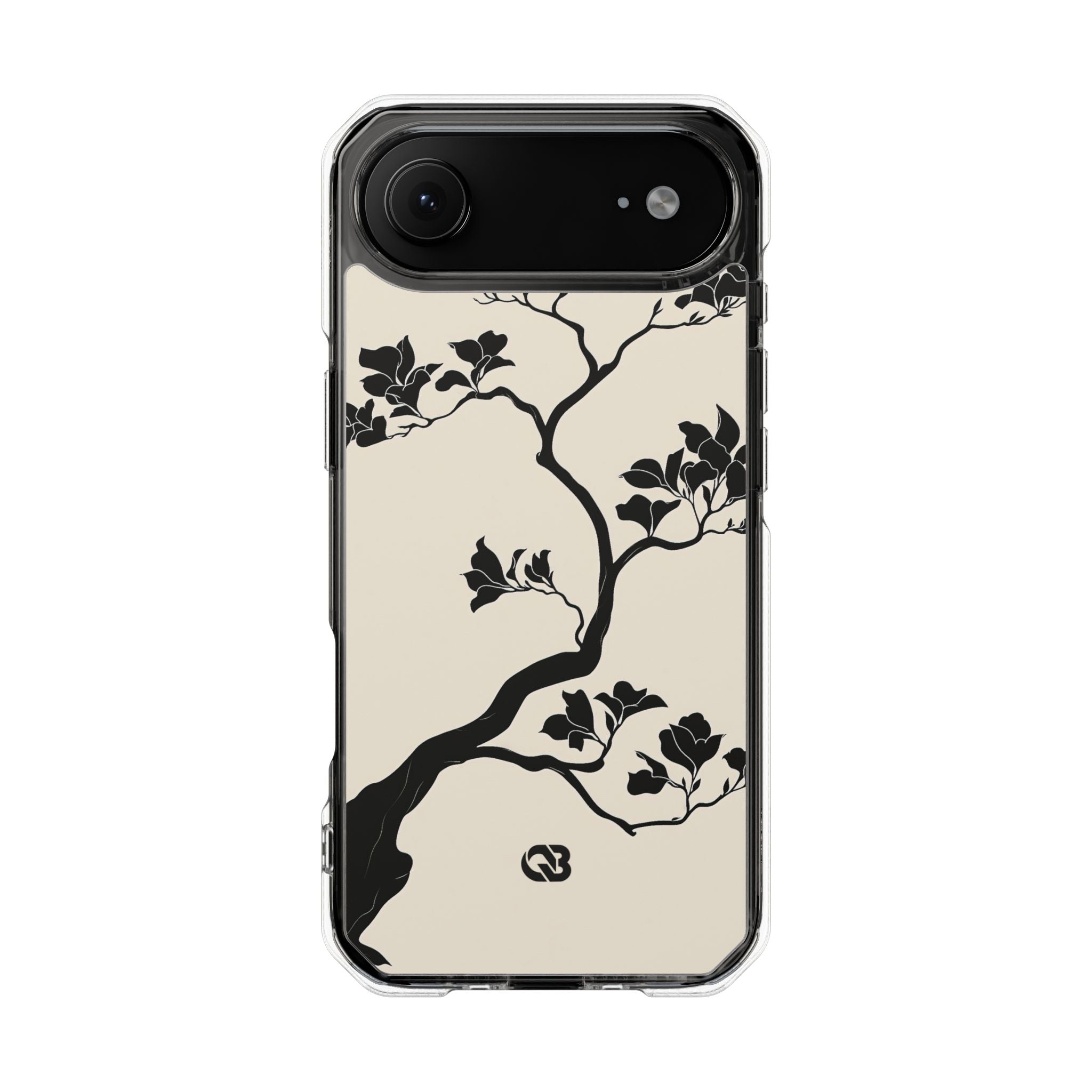 Beige Impact MagSafe Phone Case for iPhone - Obsidian Bonsai Silhouette