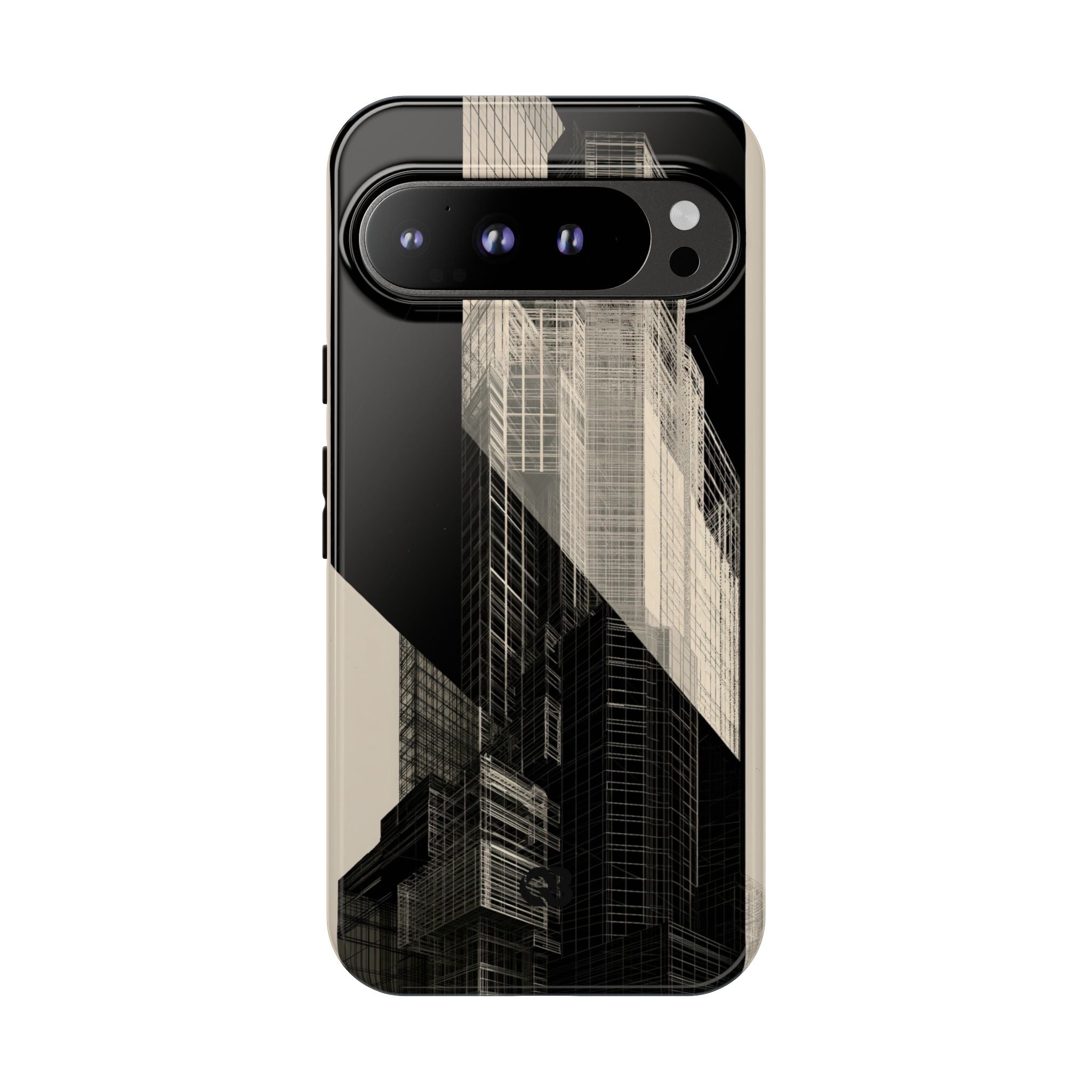 Beige Tough Phone Case for Google Pixel - Monolith Urban Grid