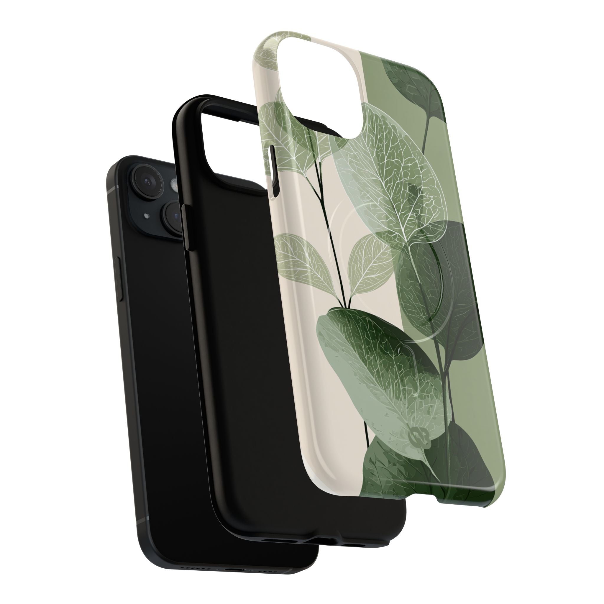 Green Tough 2.0 Magsafe Phone Case for iPhone - Sage Leaf Skeletals