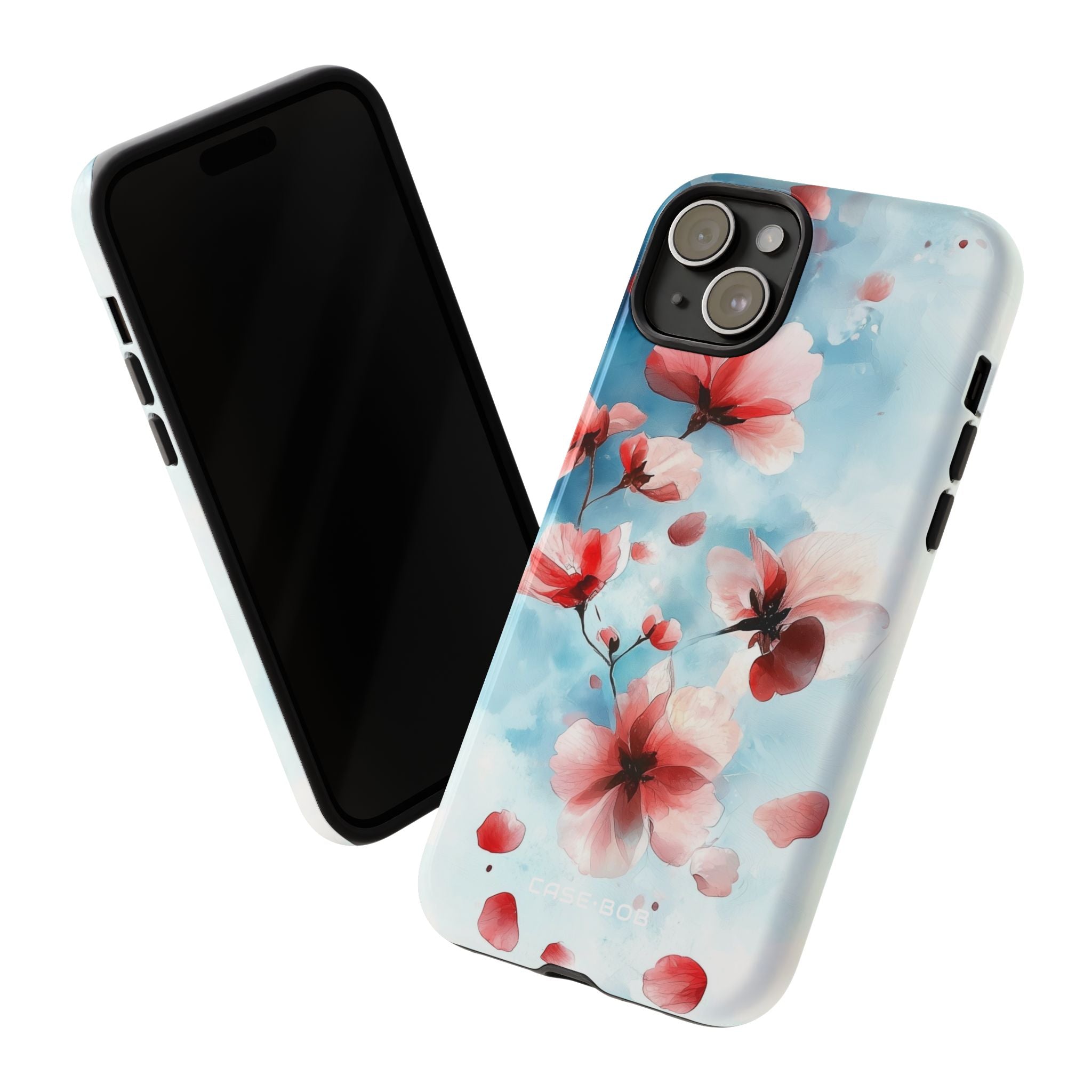 Pink Blossom Drift iPhone 15 Plus Cover - Tough