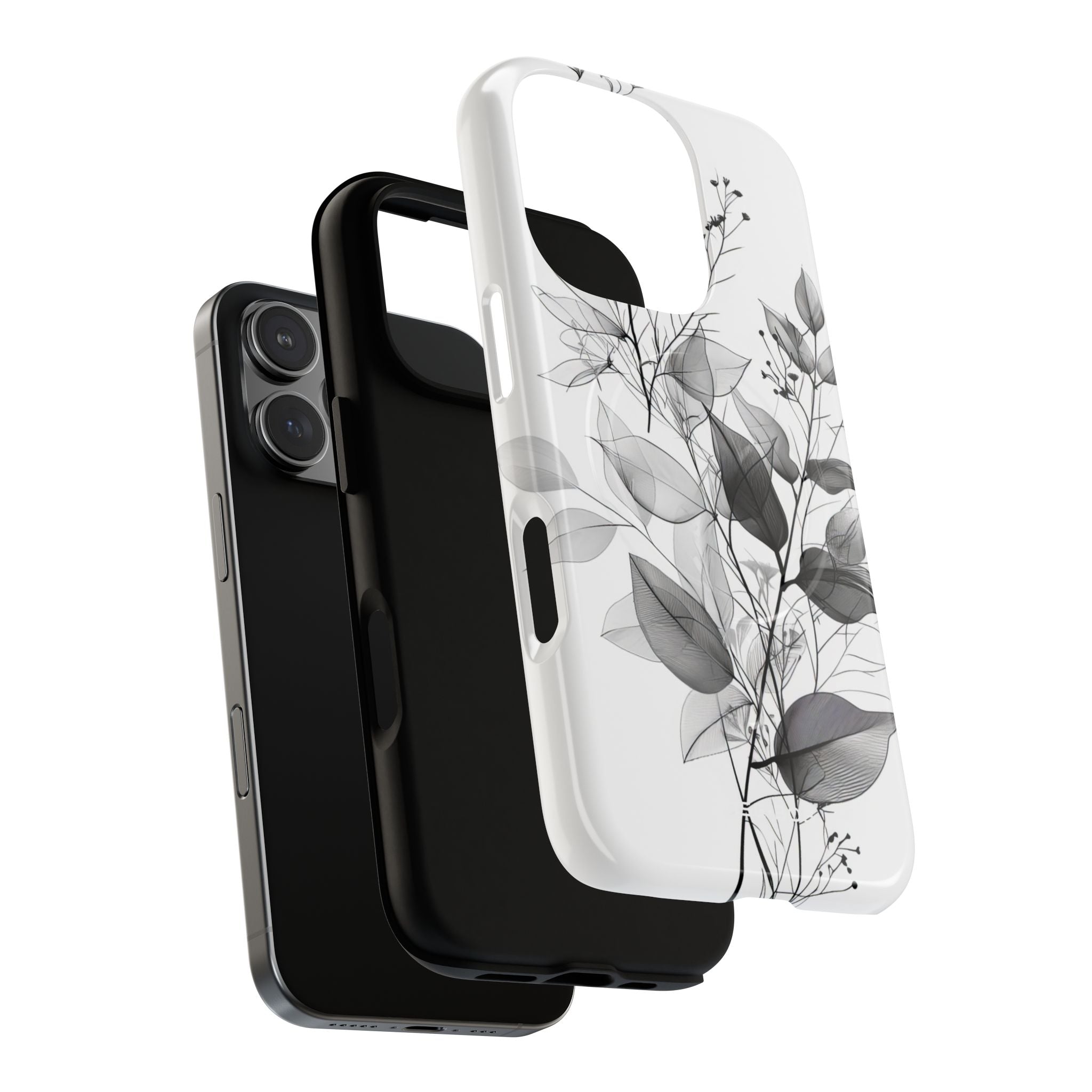 Veined Leaves Gray iPhone 16 Pro Case - Tough+
