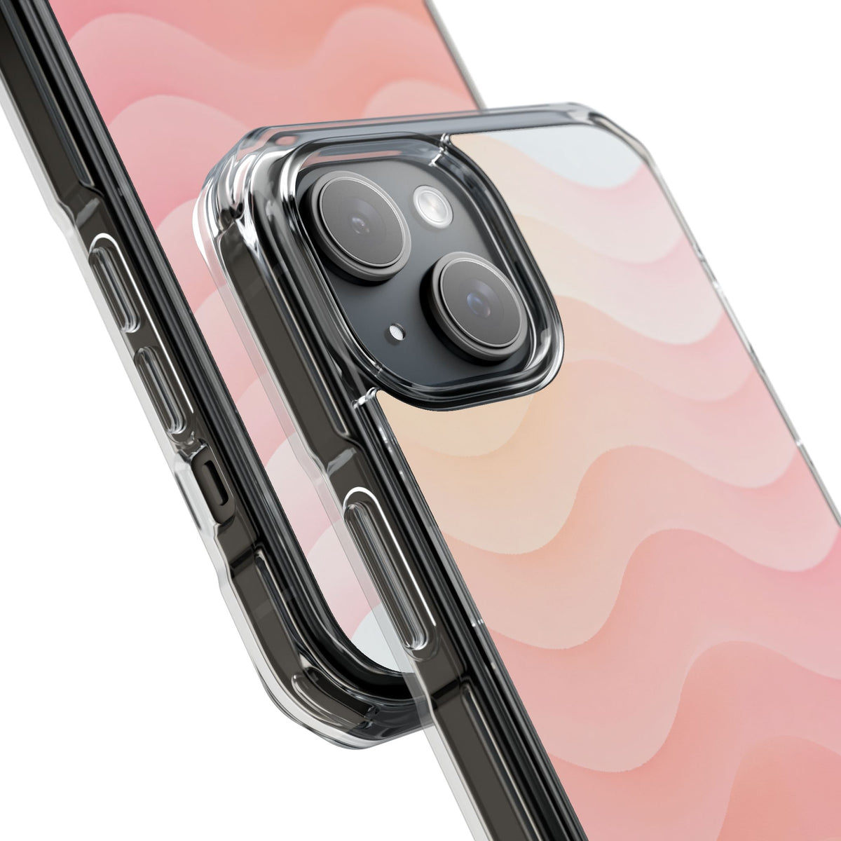 Blush Horizon Waves · Clear Impact Magnetic Phone Case for iPhone · Pink