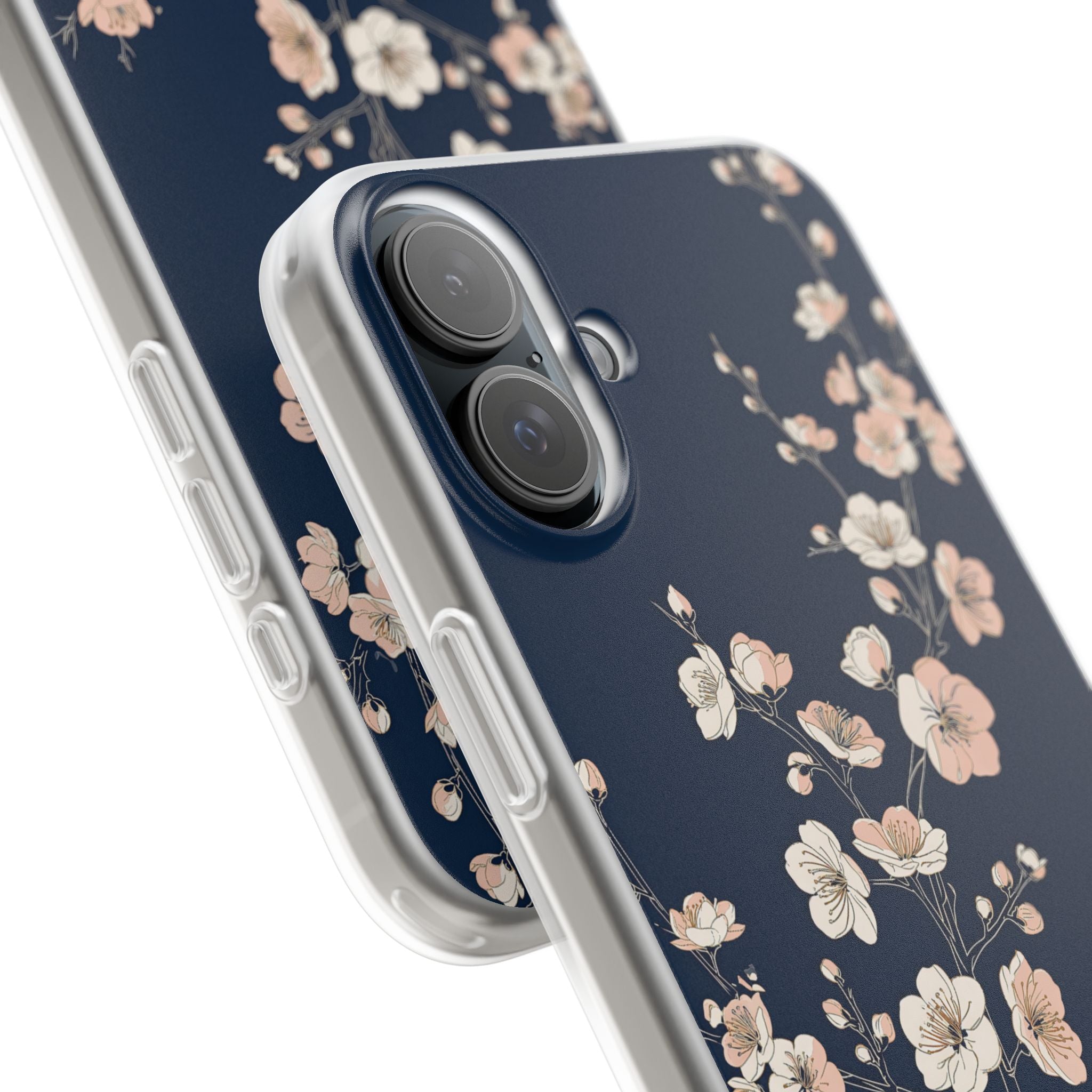 Blue Lite Phone Case for iPhone - Midnight Peach Sakura