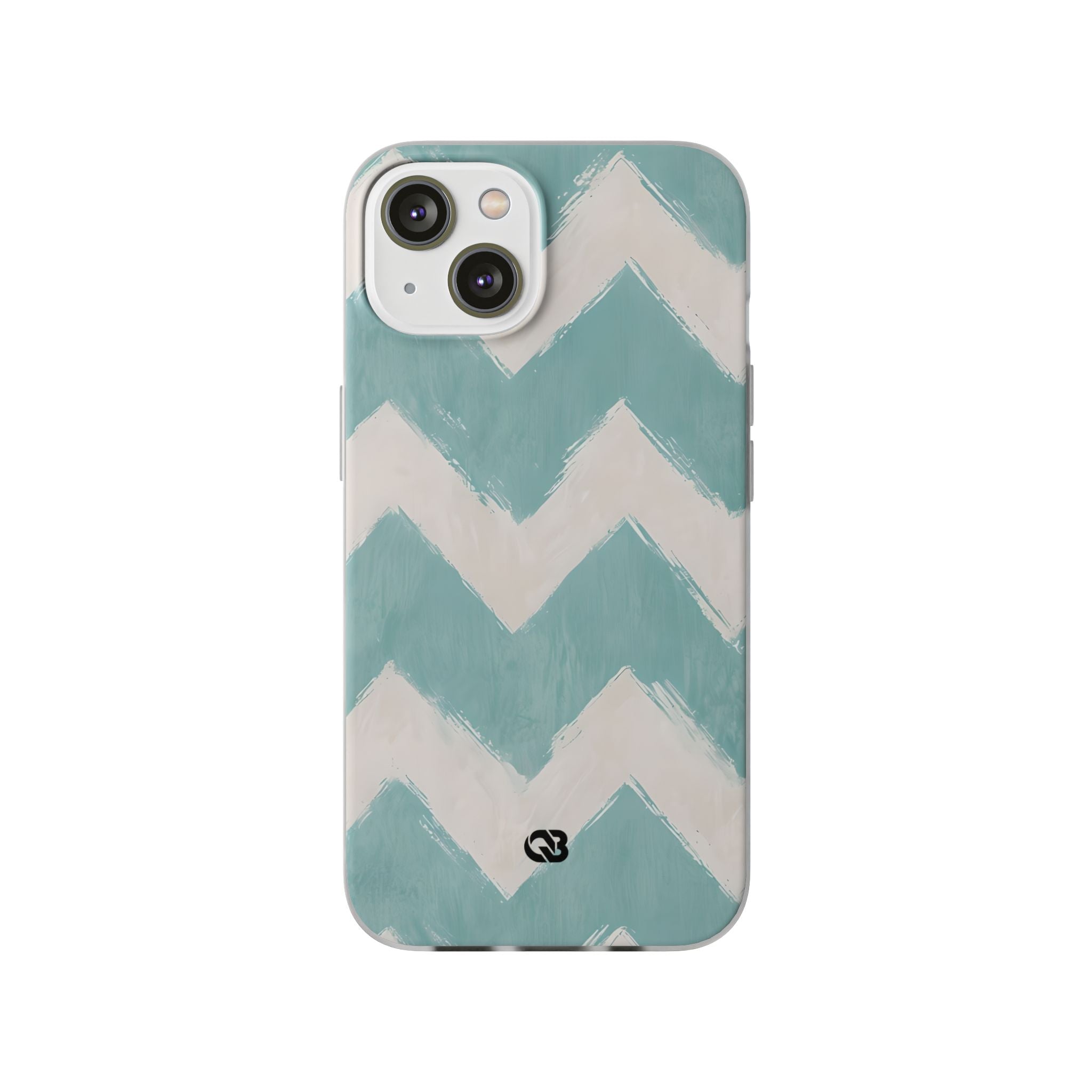 Teal Painted Chevron · Soft Phone Case for iPhone
