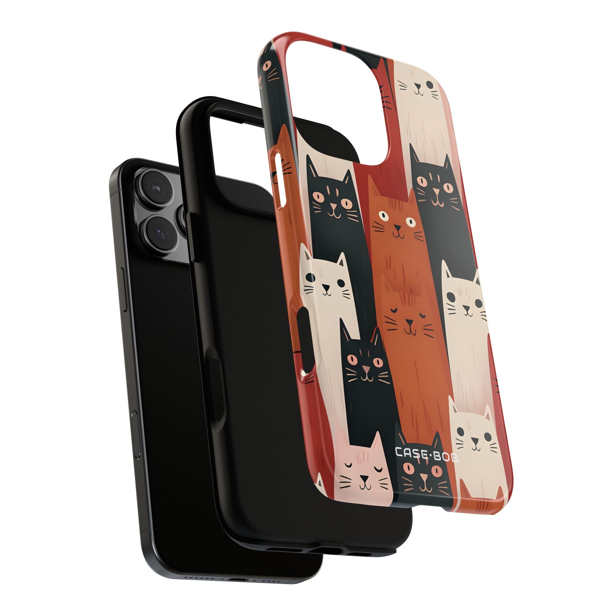 Elongated Cats Black iPhone 16 Pro Max Case - Tough