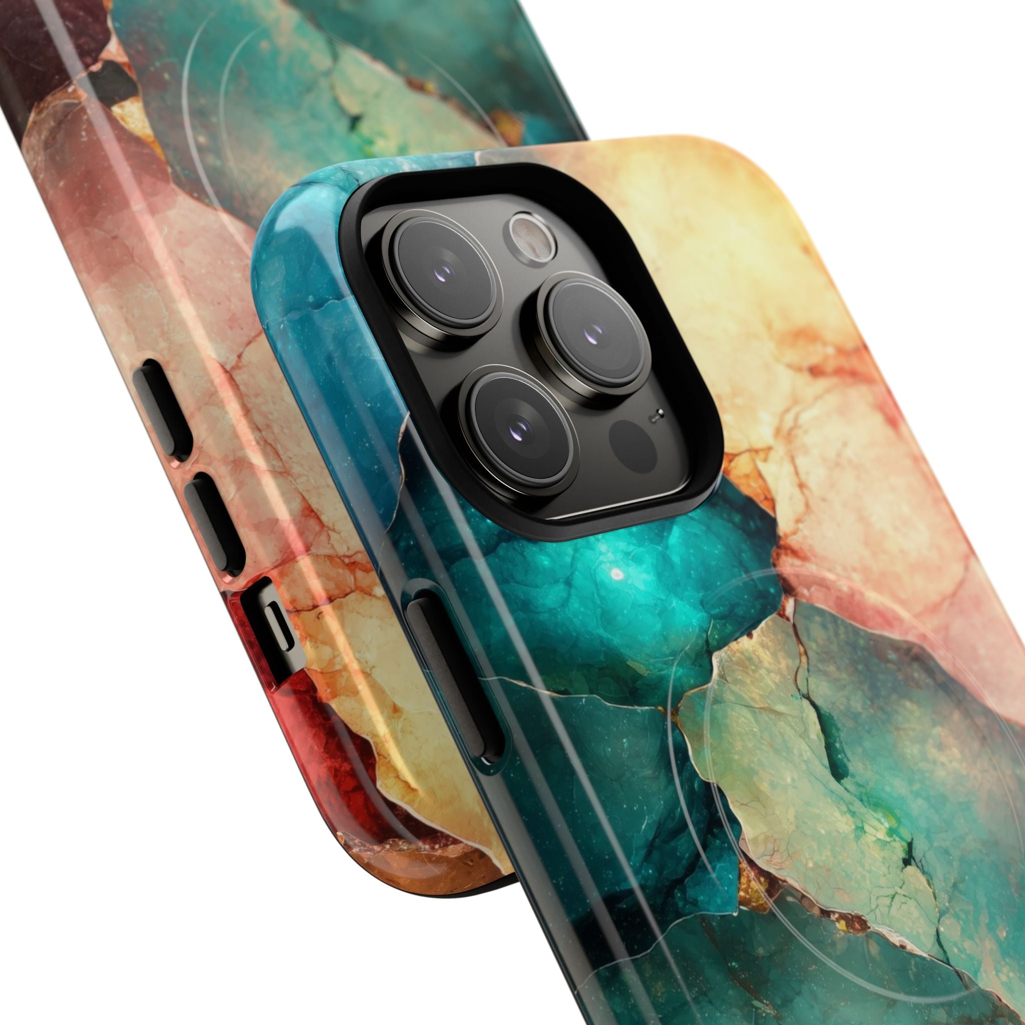 Teal Mosaic Veins iPhone 14 Pro Max Case - Tough+