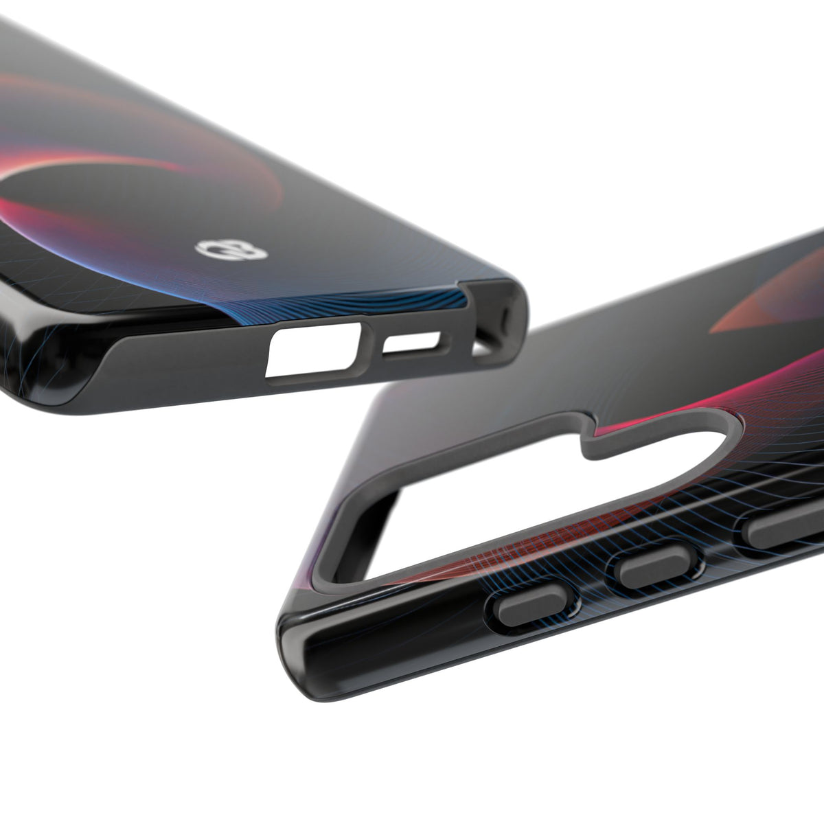 Black Tough Phone Case for Samsung - Cobalt Crimson Flux