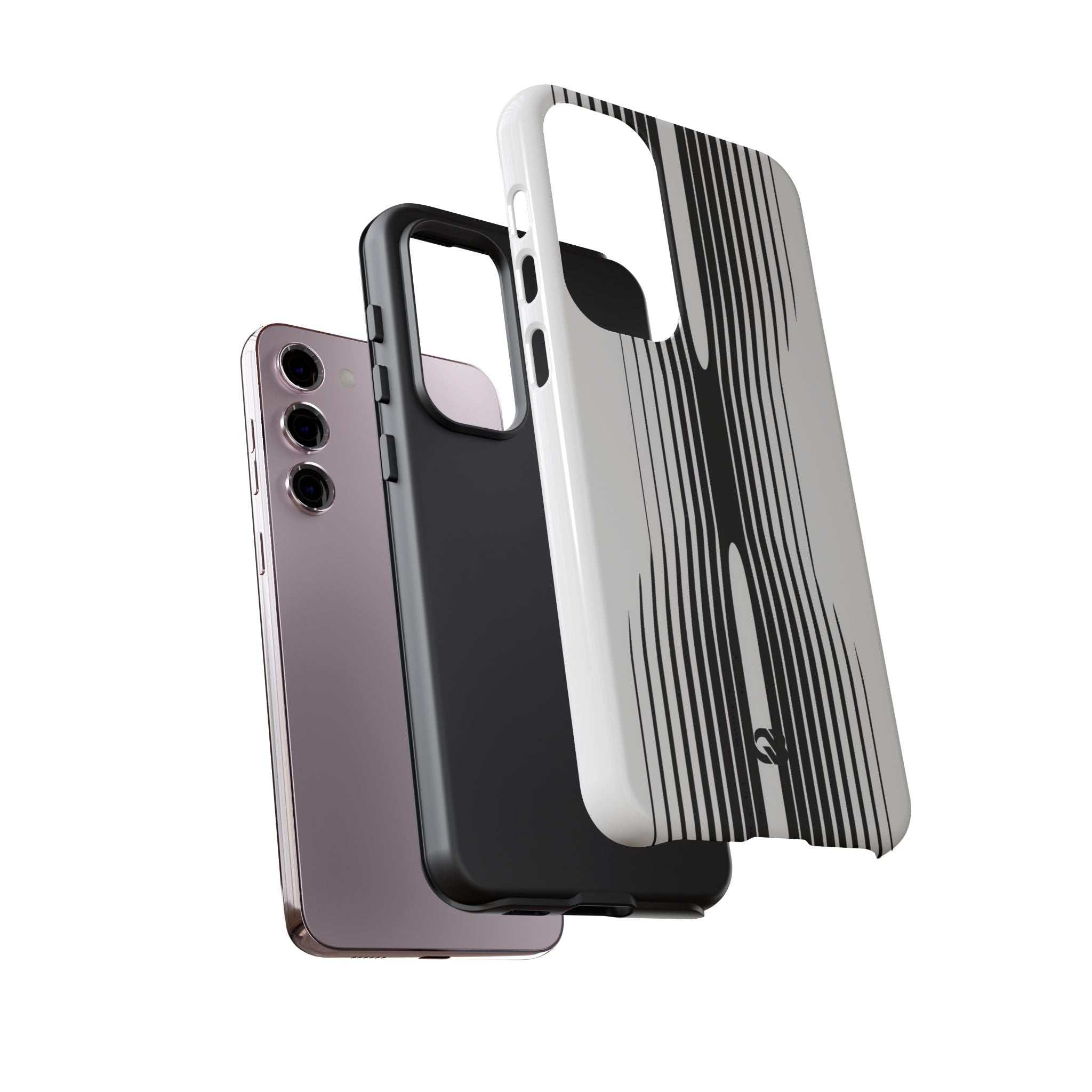 White Tough Phone Case for Samsung - Kinetic Mono Distortion