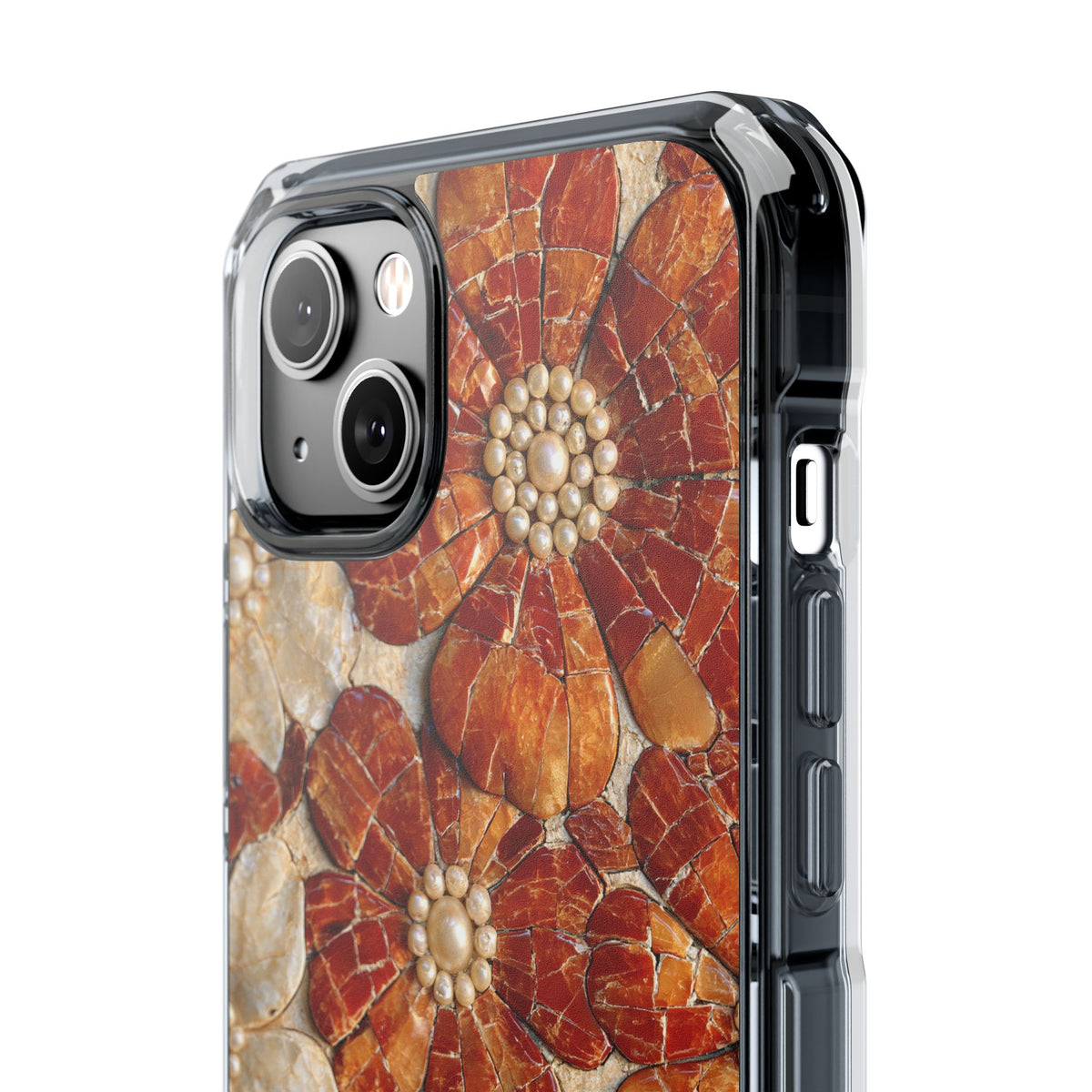 Carnelian Pearl Bloom · Clear Impact Magnetic Phone Case for iPhone · Orange
