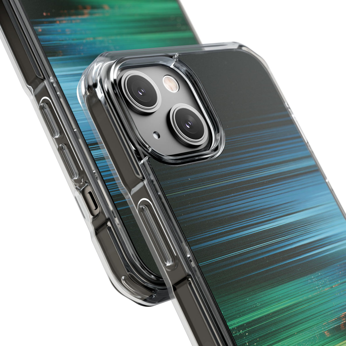 Digital Shoreline Drift · Clear Impact Magnetic Phone Case for iPhone · Teal