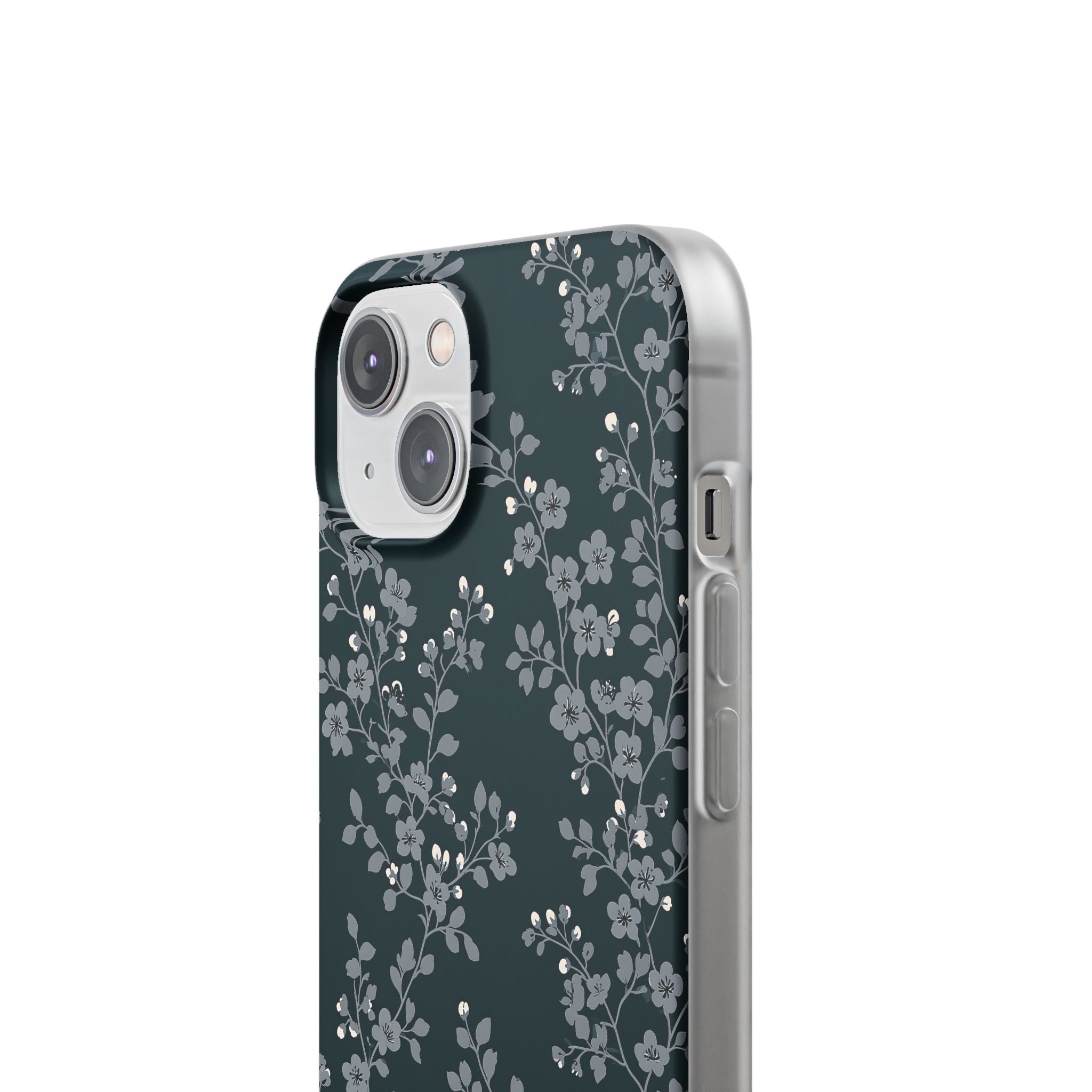 Black Lite Phone Case for iPhone - Midnight Slate Blossom