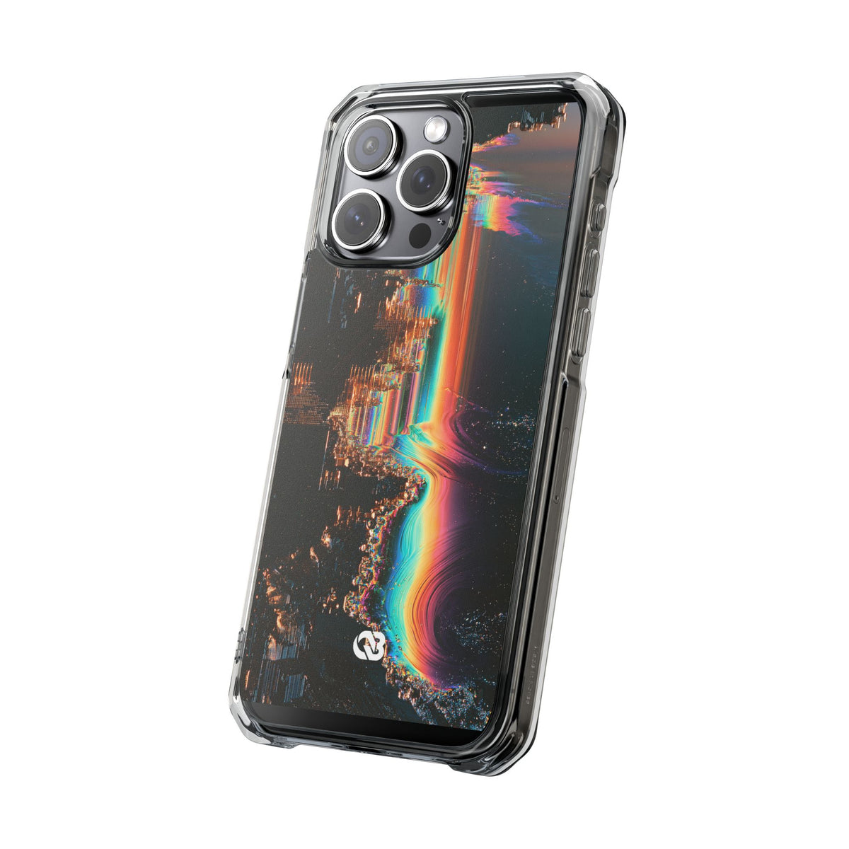 Prismatic Circuit · Clear Impact Magnetic Phone Case for iPhone · Black