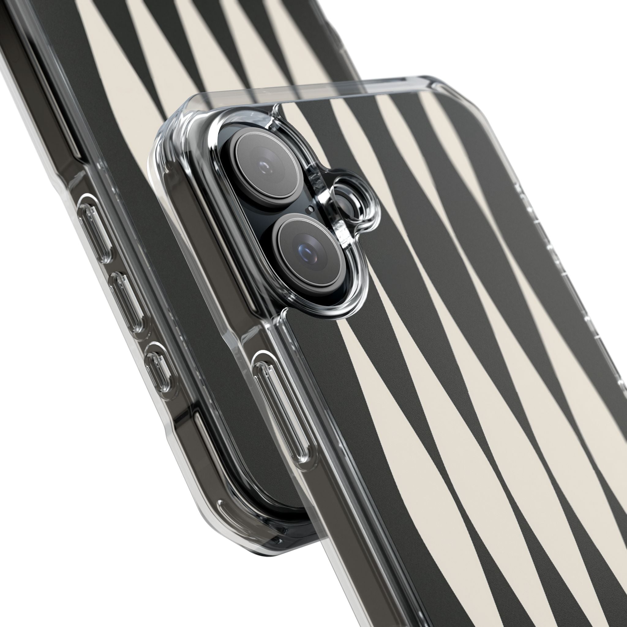 Black Impact MagSafe Phone Case for iPhone - Ivory Spindle Grid