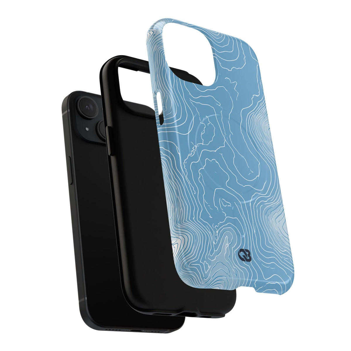 Blue Tough 2.0 Magsafe Phone Case for iPhone - Glacial Ridge Topo