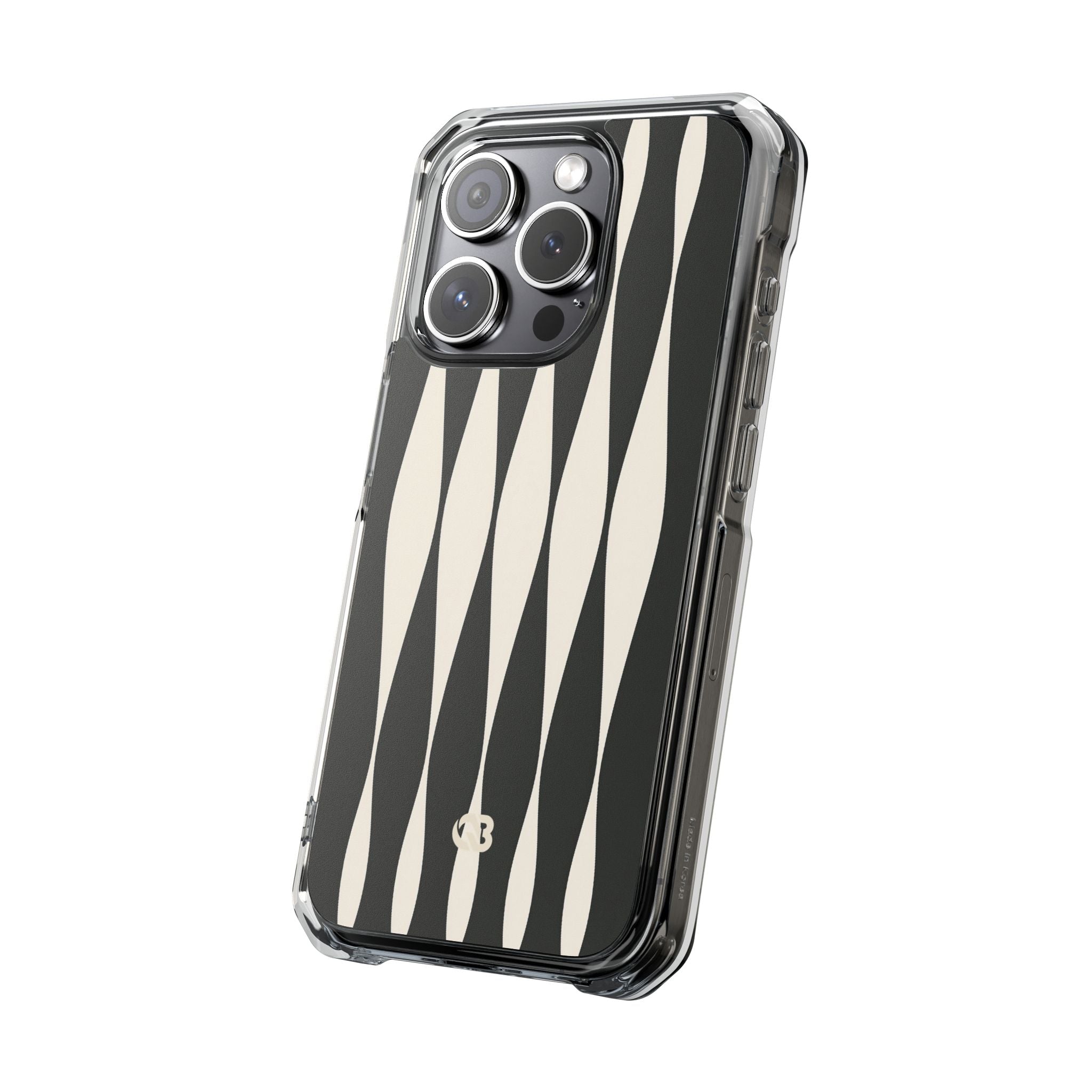 Black Impact MagSafe Phone Case for iPhone - Ivory Spindle Grid