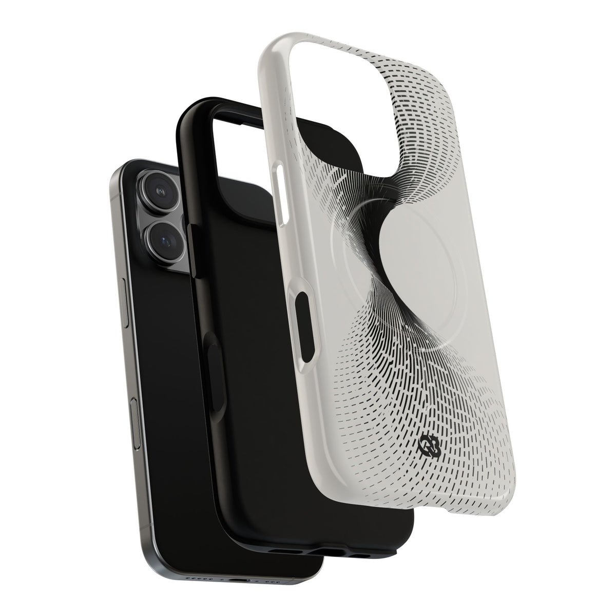 White Tough 2.0 Magsafe Phone Case for iPhone - Linear Torsion Grid